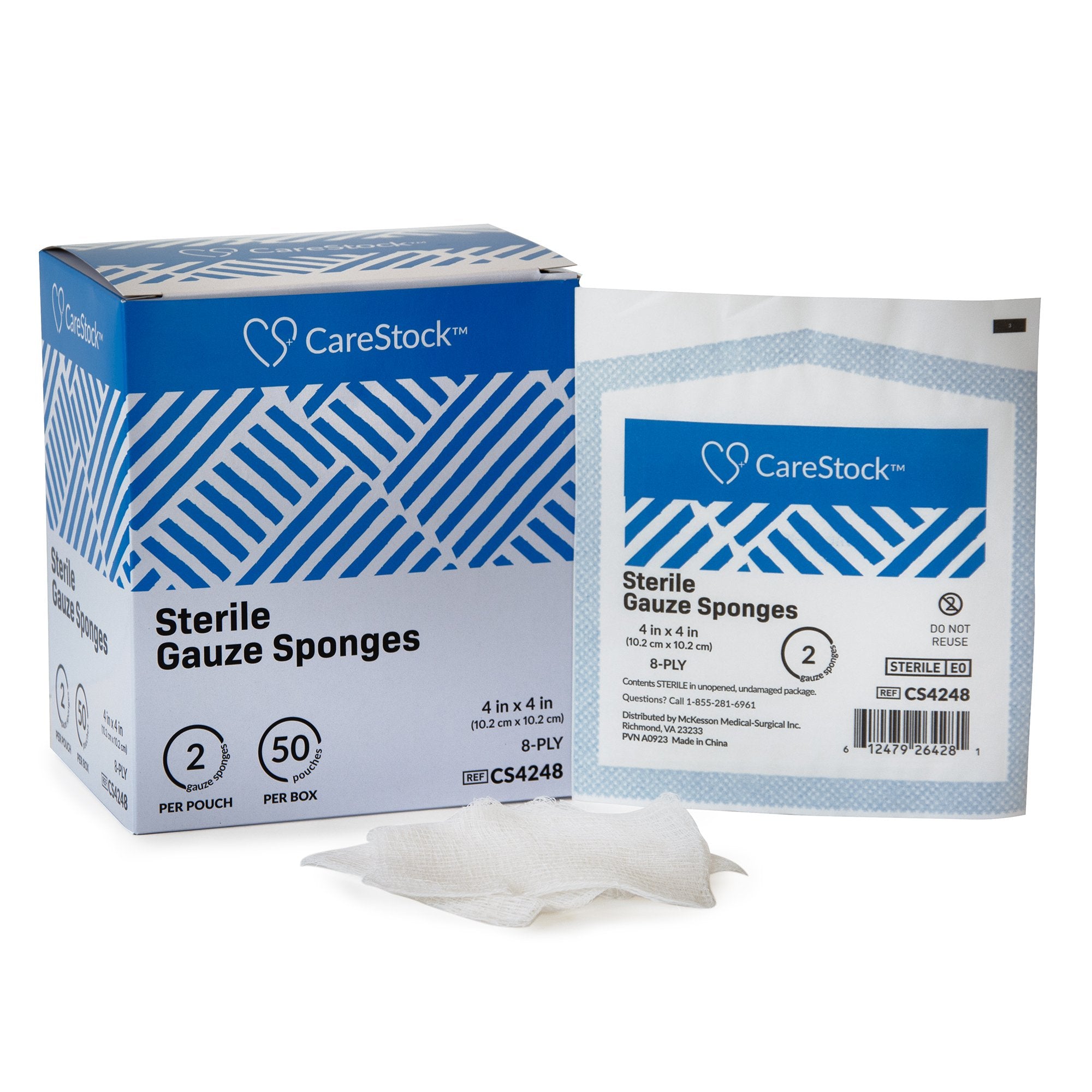 CareStock - Gauze Sponge CareStock™ 4 X 4 Inch 8-Ply Sterile 2 per Pack [600/CS]