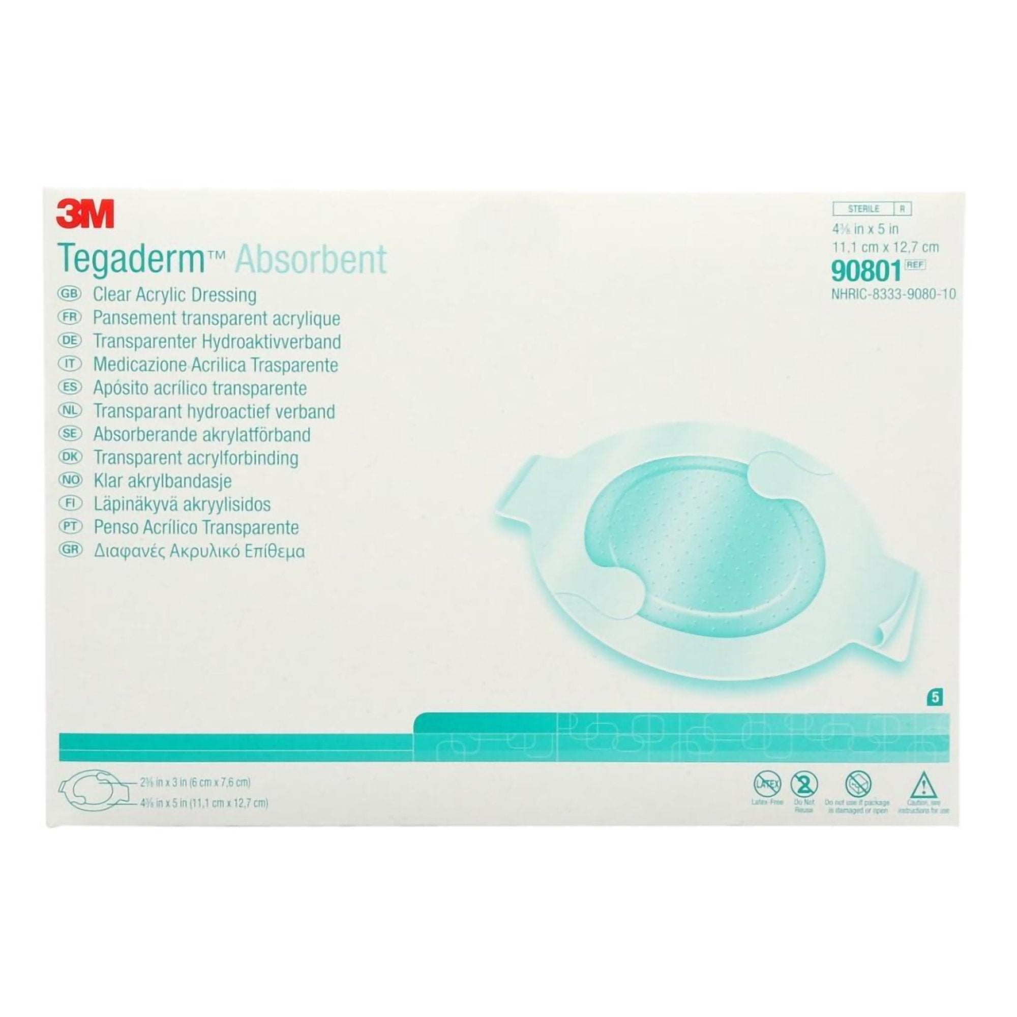 Solventum Corporation - Absorbent Transparent Film Dressing 3M™ Tegaderm™ Absorbent 4-3/8 X 5 Inch Oval Sterile [10/BX]