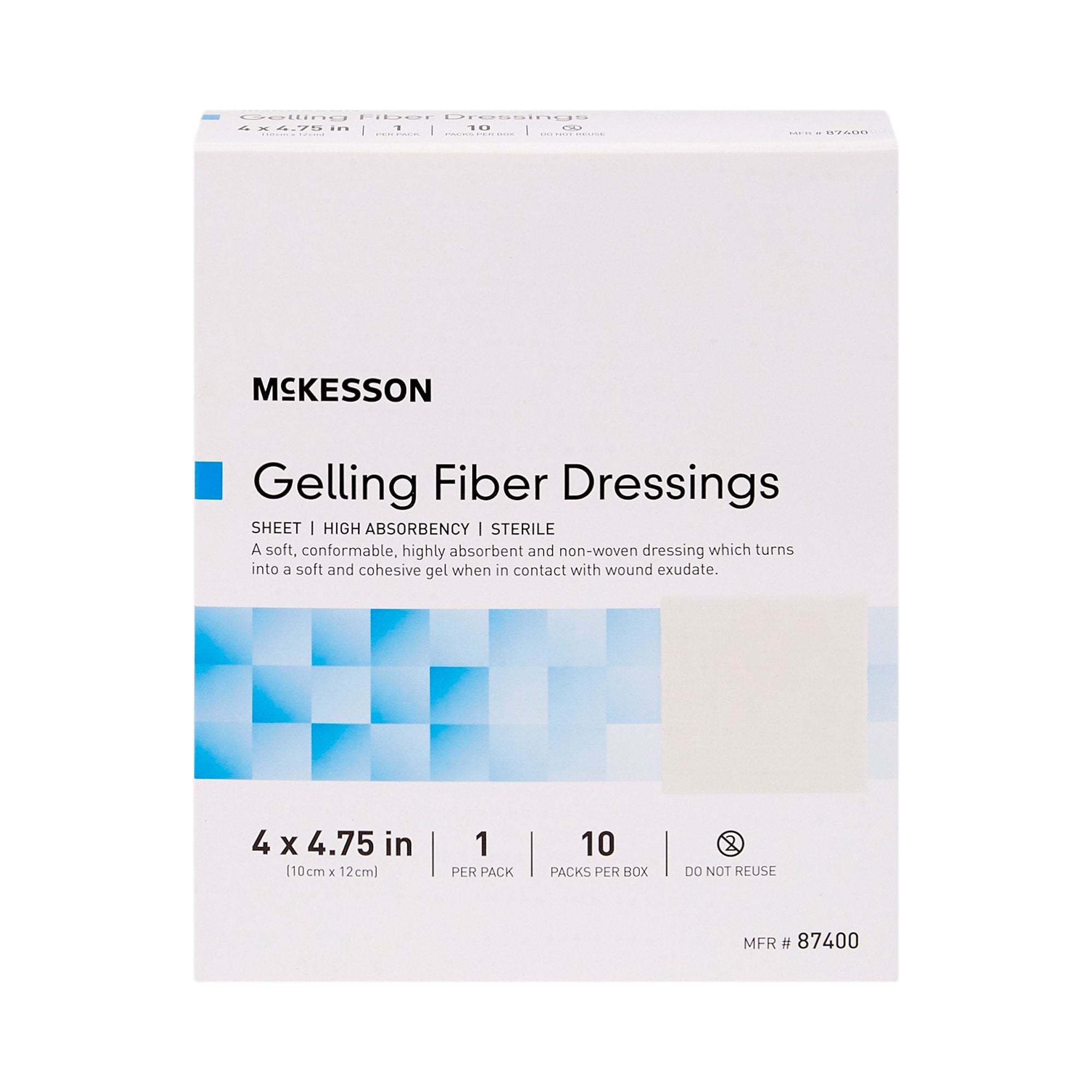 McKesson Brand - Gelling Fiber Wound Dressing McKesson 4 X 4-3/4 Inch Rectangle Sterile [10/BX]