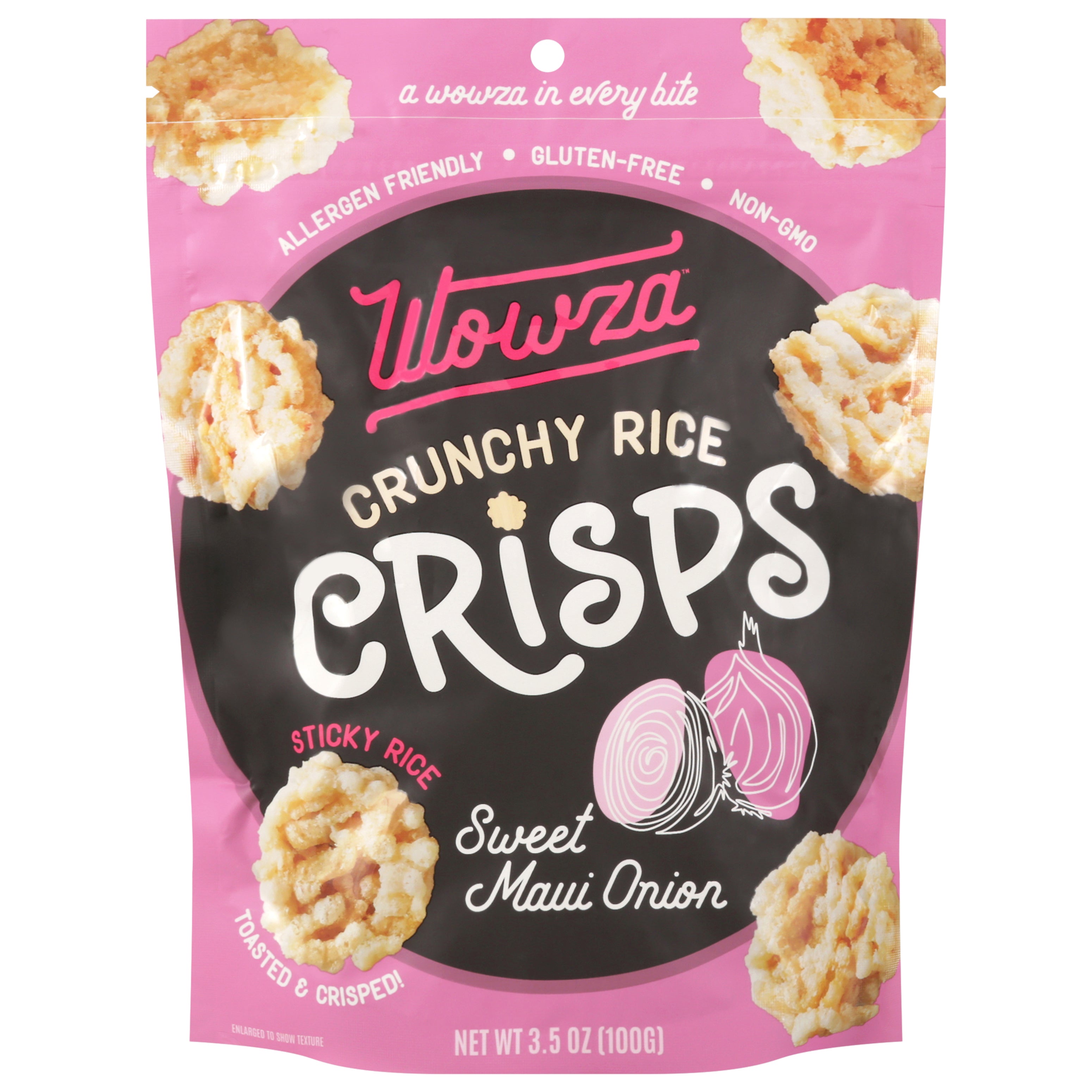 Wowza Crunchy Rice Sweet Maui Onion Crisps 3.5 oz - Case of 8