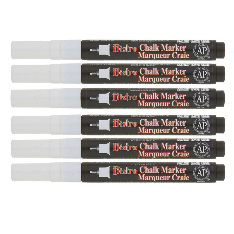 MARVY UCHIDA - Bistro Single White Marker, Extra Fine Tip, Pack of 6