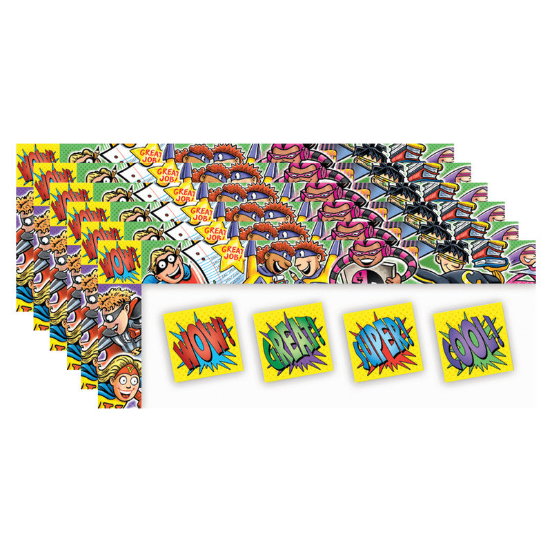 NORTH STAR TEACHER RESOURCES - All Around The Board Trimmer, Superheroes, 43 Feet Per Pack, 6 Packs
