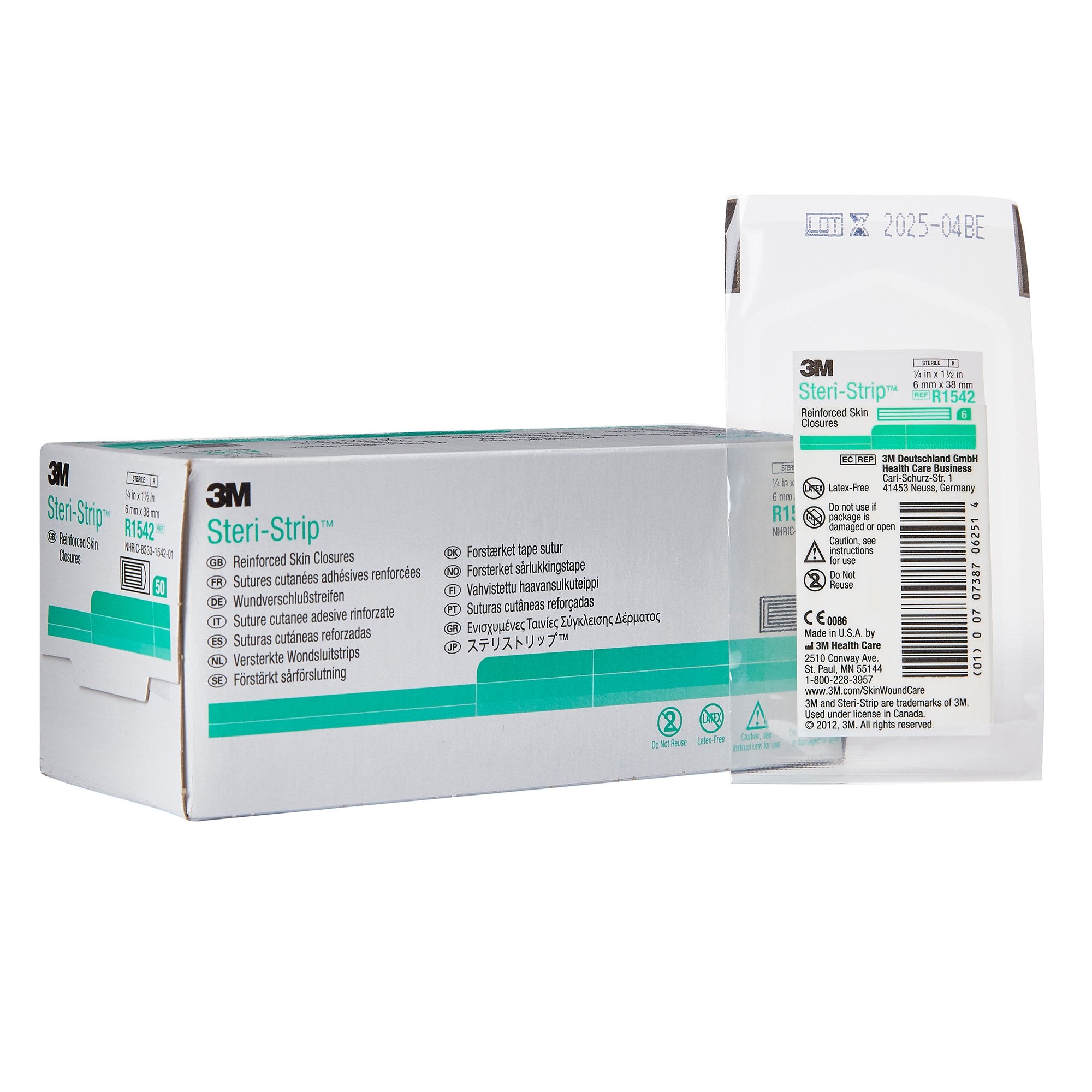 Solventum Corporation - Skin Closure Strip Steri-Strip™ 1/4 X 1-1/2 Inch Nonwoven Material Reinforced Strip White [200/CS]