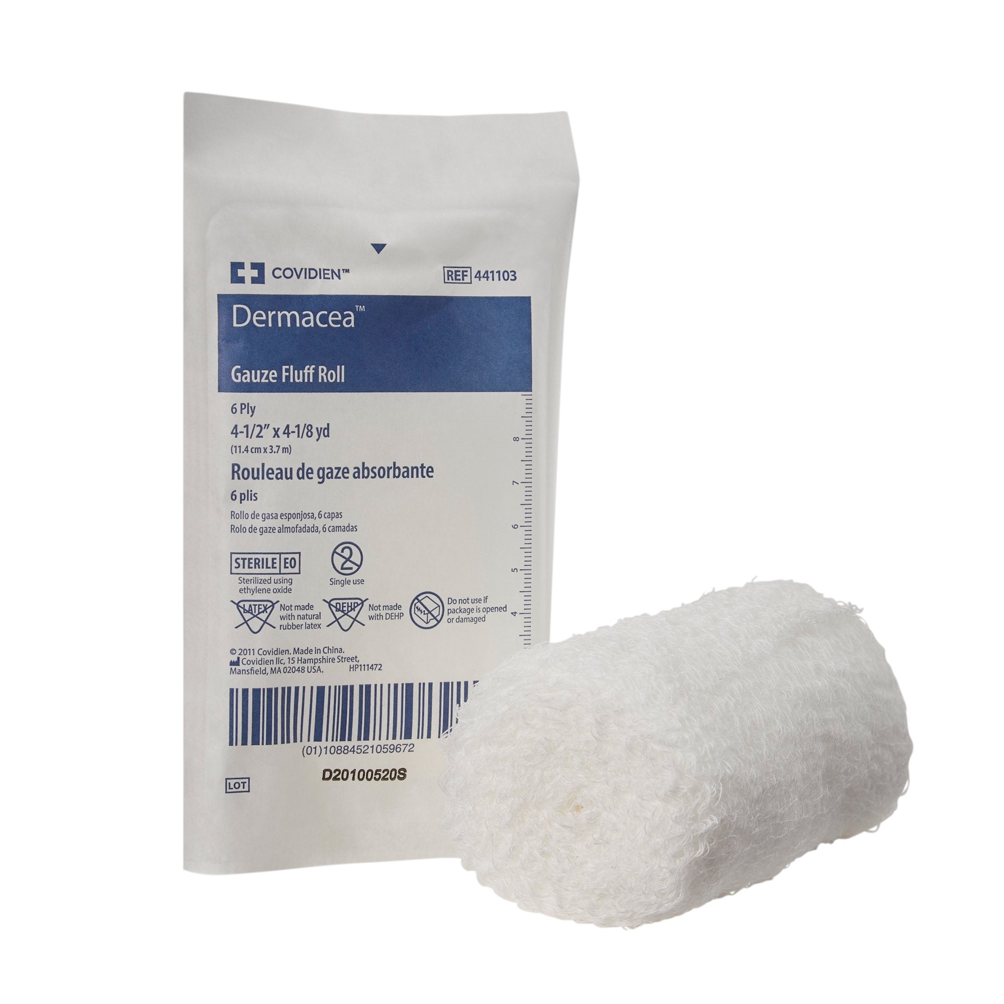 Cardinal - Fluff Bandage Roll Dermacea™ 4-1/2 Inch X 4-1/10 Yard 6-Ply Sterile 1 per Pouch [60/CS]