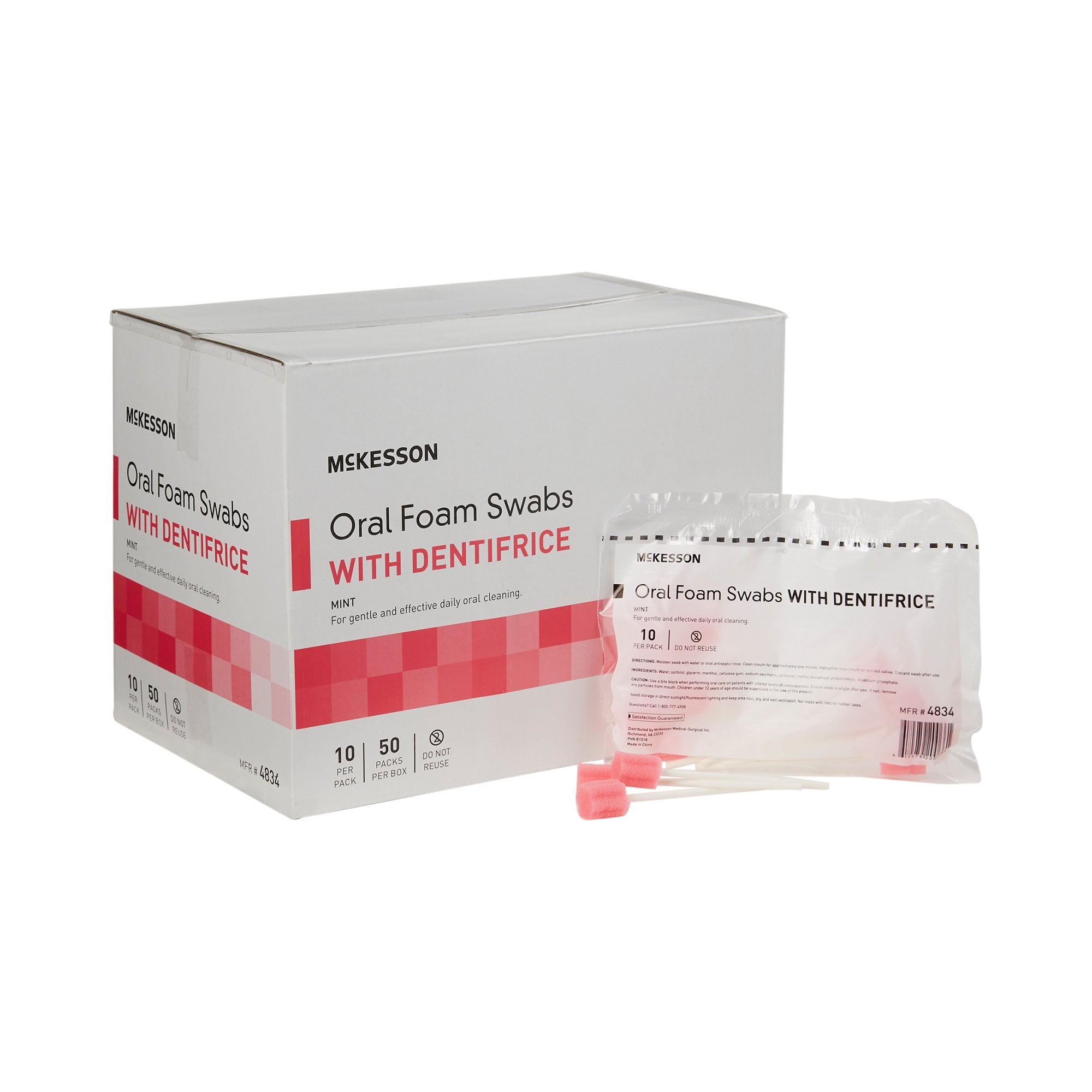 McKesson Brand - Oral Swab McKesson Dentifrice Foam Tip 10 per Pack [100/CS]