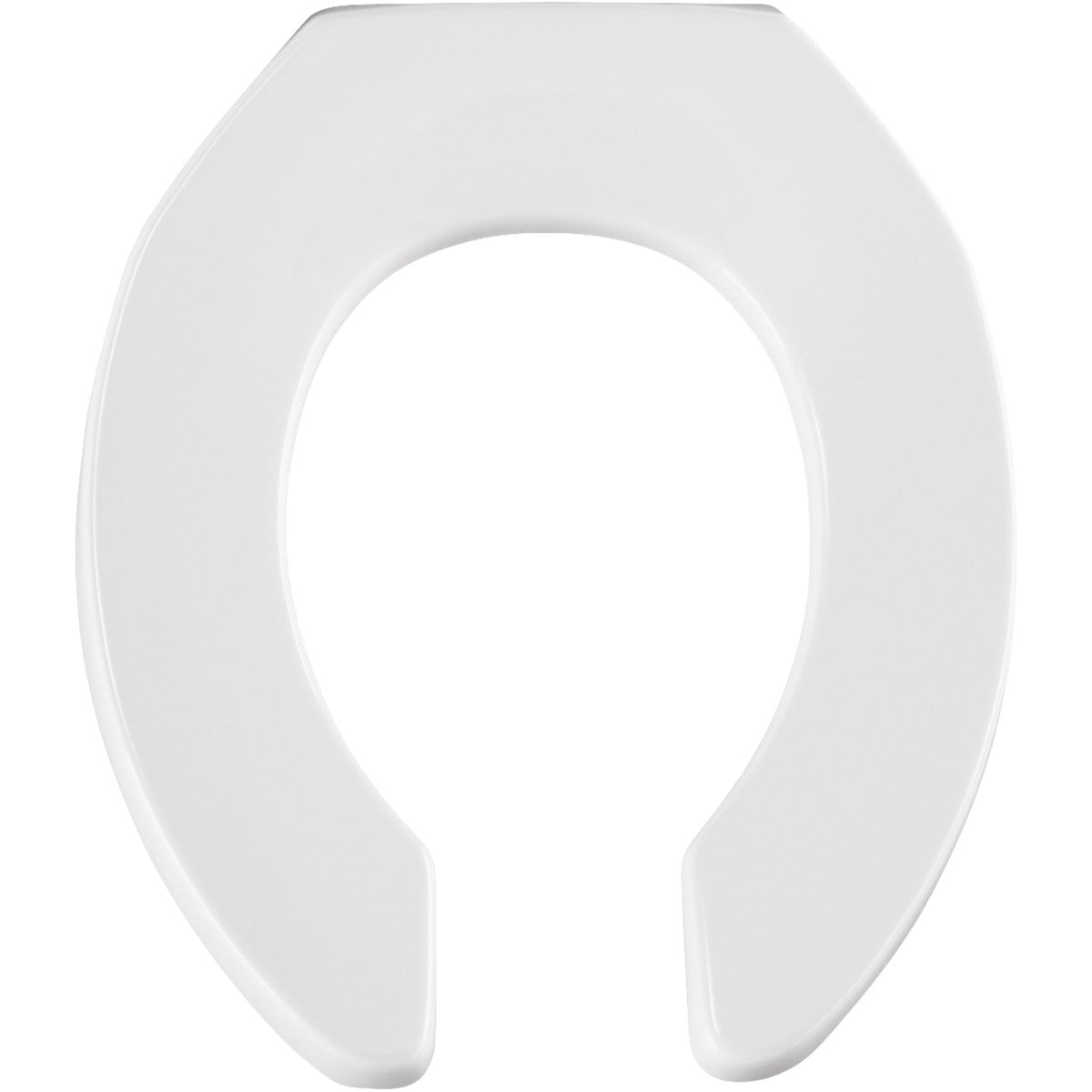 Bemis Round Open Front Less Cover Commercial Plastic Toilet Seat in White with STA-TITE® Commercial Fastening System Self-Sustaining Check Hinge