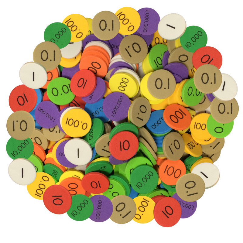 SENSATIONAL MATH - 10-Value Decimals to Whole Numbers Place Value Disc, Pack of 3000