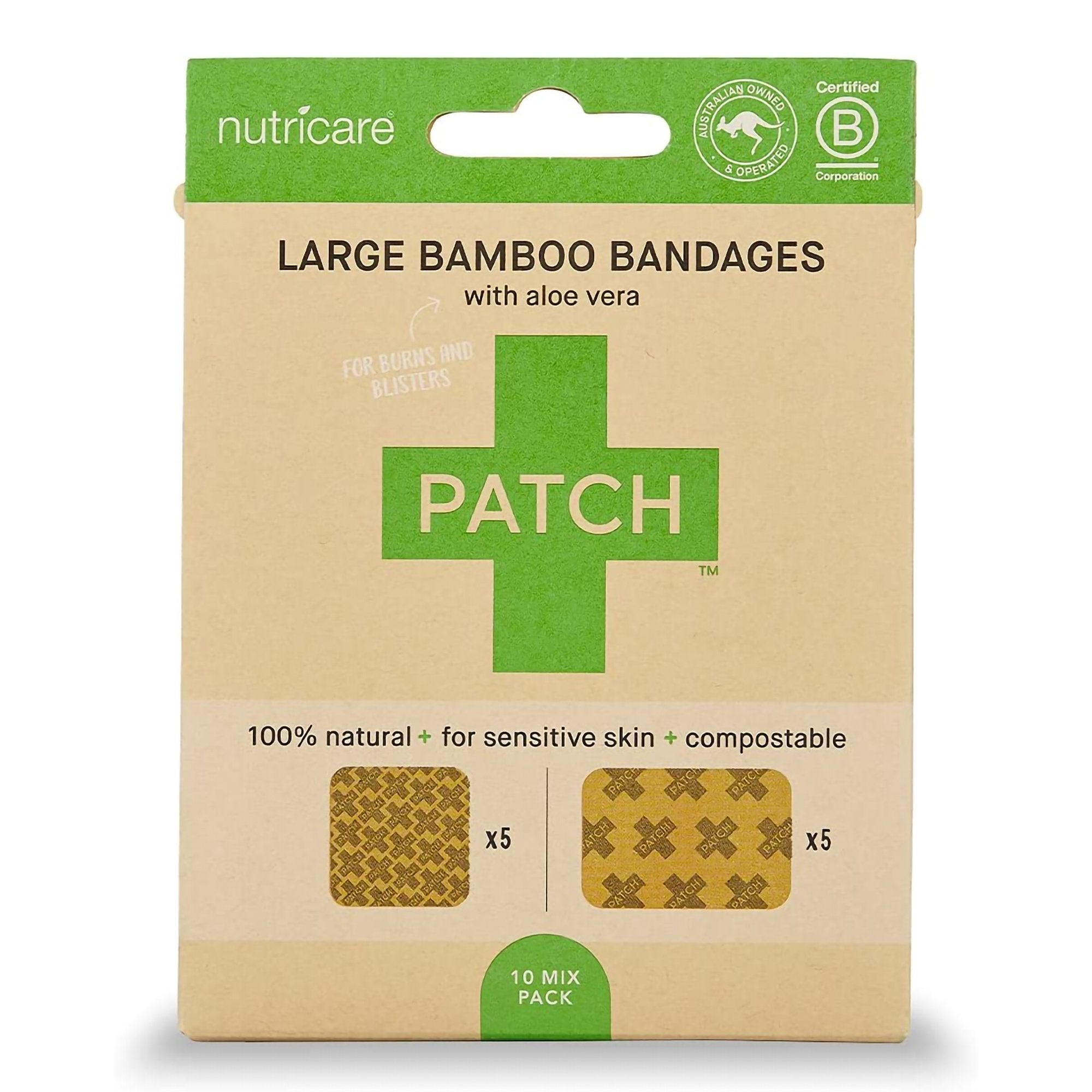 Nutricare USA LLC - Adhesive Strip Patch™ 2 X 3 Inch / 3 X 3 Inch Bamboo / Aloe Vera Rectangle / Square Tan Sterile [5/BX]