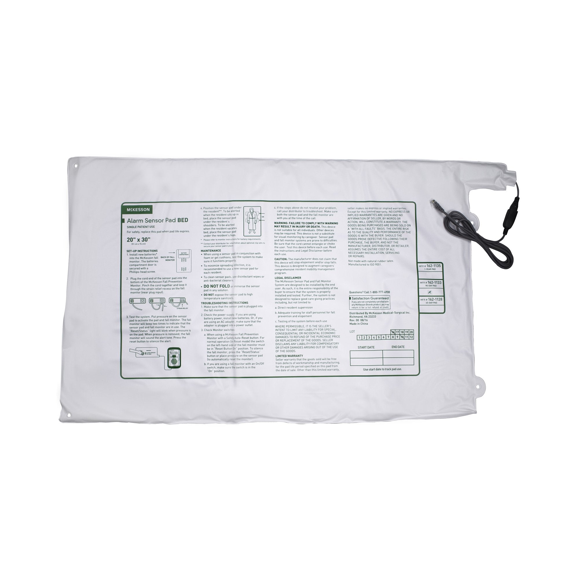 McKesson Brand - Bed Sensor Pad McKesson Brand 20 X 30 Inch [1/EA] (1020959_EA)