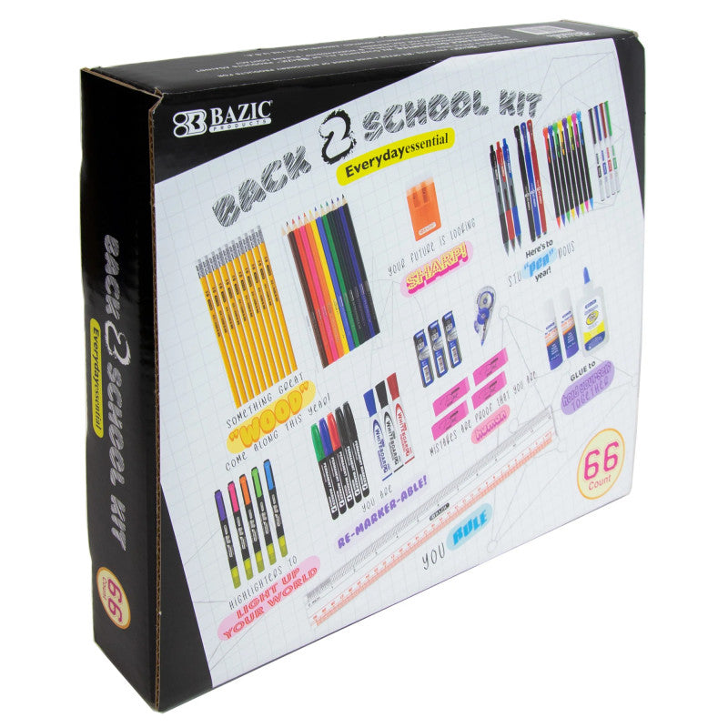 BAZIC PRODUCTS - Back To School Kit, 66 Pieces