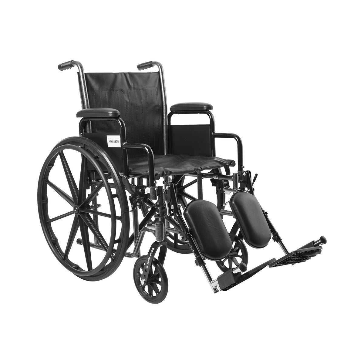 McKesson Brand - Wheelchair McKesson Dual Axle Desk Length Arm Swing-Away Elevating Legrest Black Upholstery 18 Inch Seat Width Adult 300 lbs. Weight Capacity [1/EA]