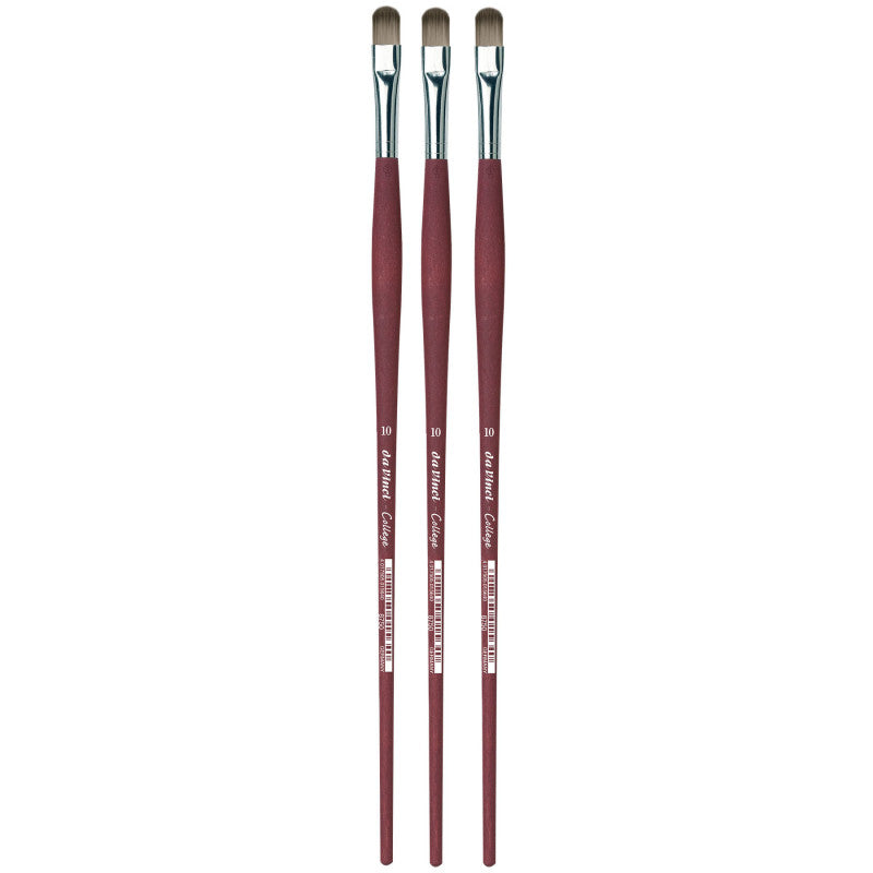 COLLEGE Student Brush, Synthetic, Acrylic & Oil, Filbert, Series 8750, Size 10, Pack of 3