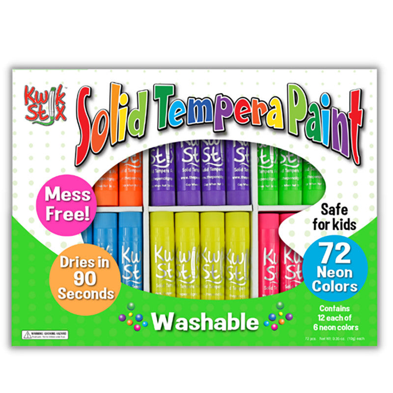 KWIK STIX - Tempera Paint Sticks Classpack, Neon Color, Pack of 72