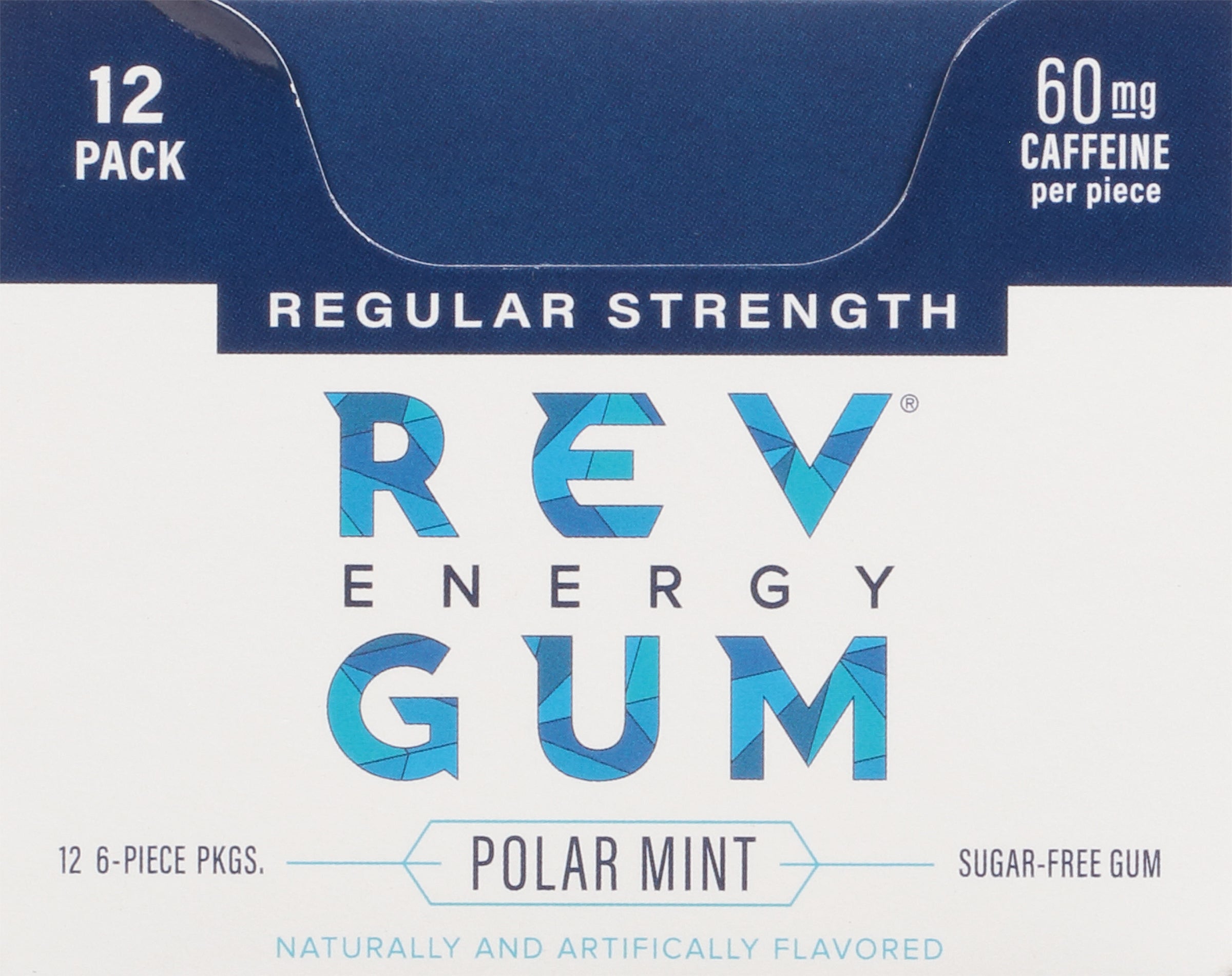 Rev 12 Pack Regular Strength Polar Mint Energy Gum 12 - 6 piece packages - Case of 12