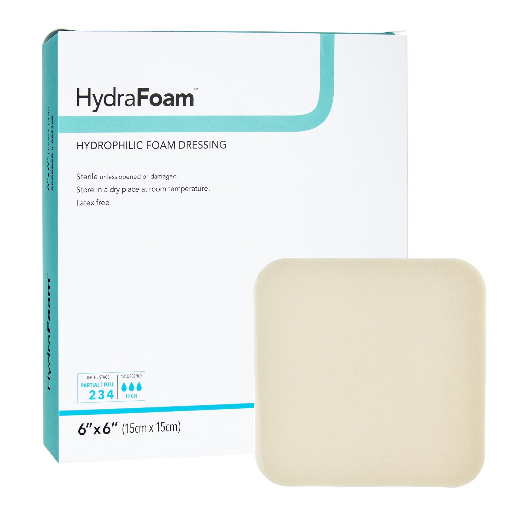 DermaRite Industries - Foam Dressing HydraFoam™ 6 X 6 Inch Without Border Waterproof Backing Nonadhesive Square Sterile [10/BX]