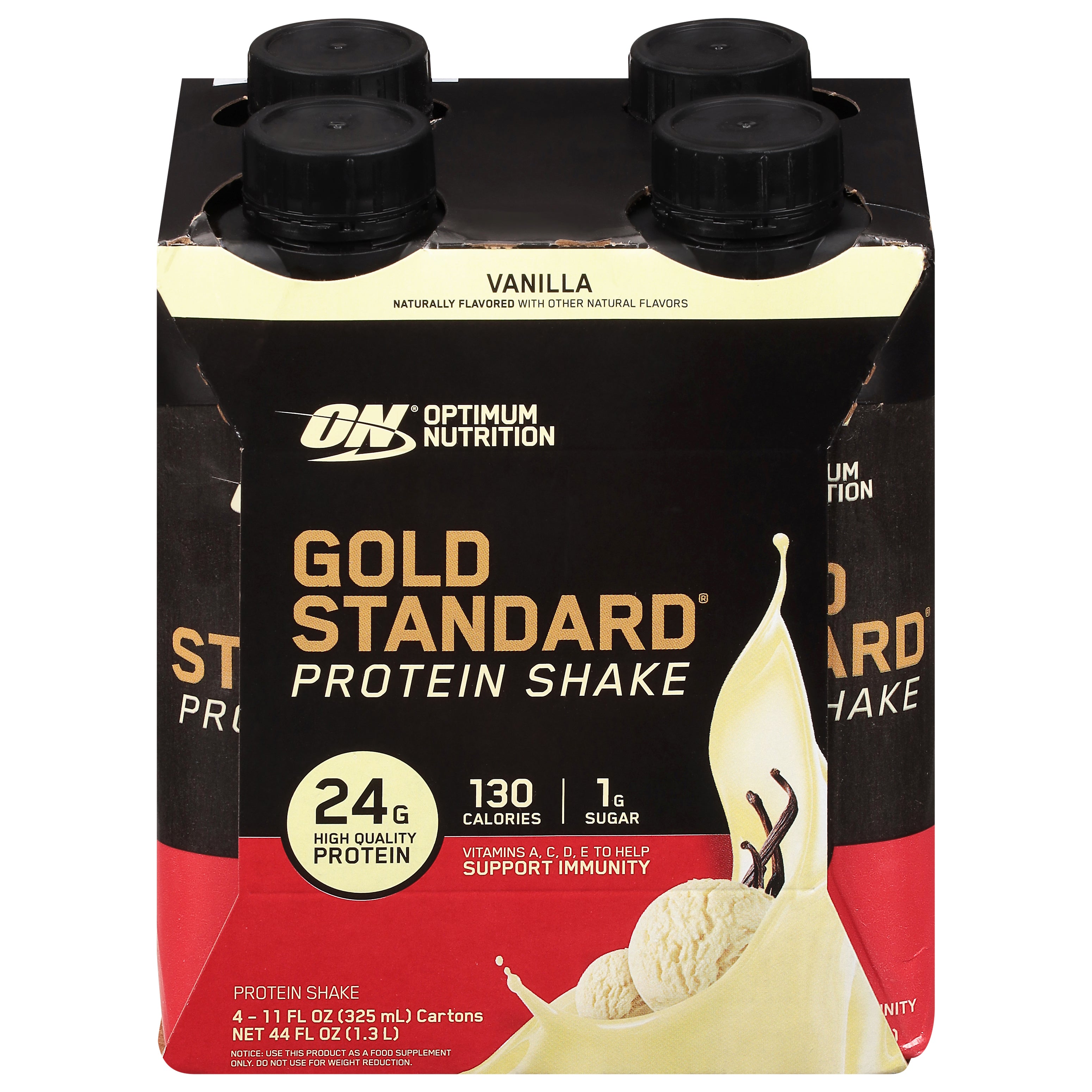 Optimum Nutrition Gold Standard Vanilla Protein Shake 4 - 11 fl oz Cartons - Case of 3