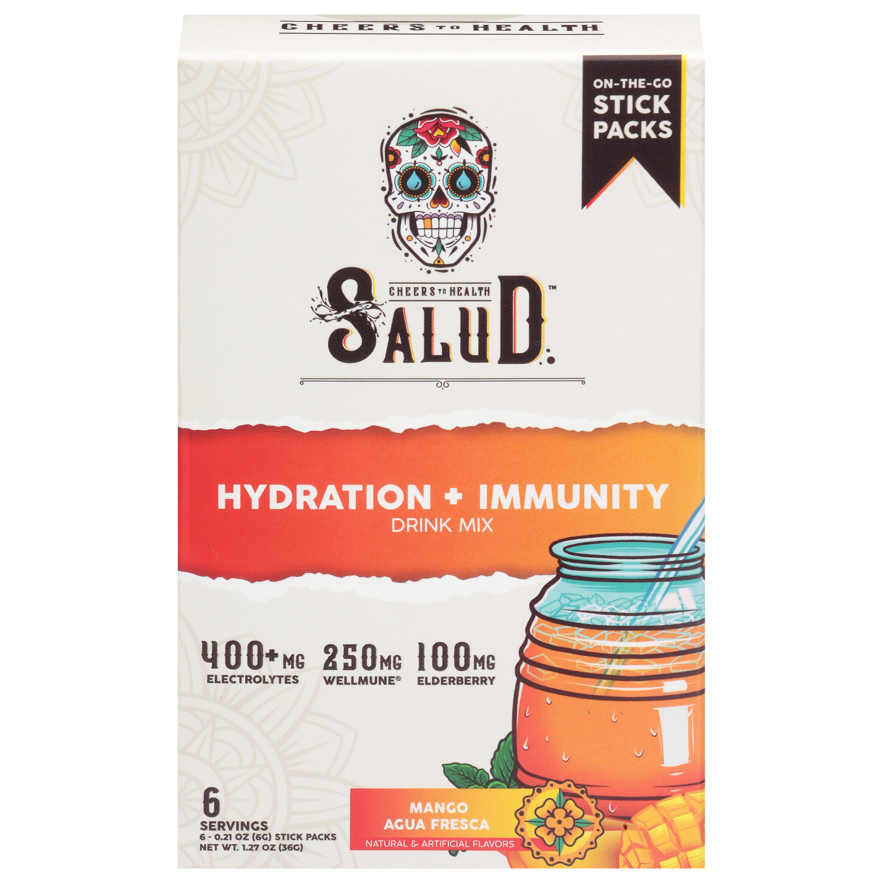 Salud Mango Agua Fresca Drink Mix 6 - 0.21 oz Stick Packs - Case of 12