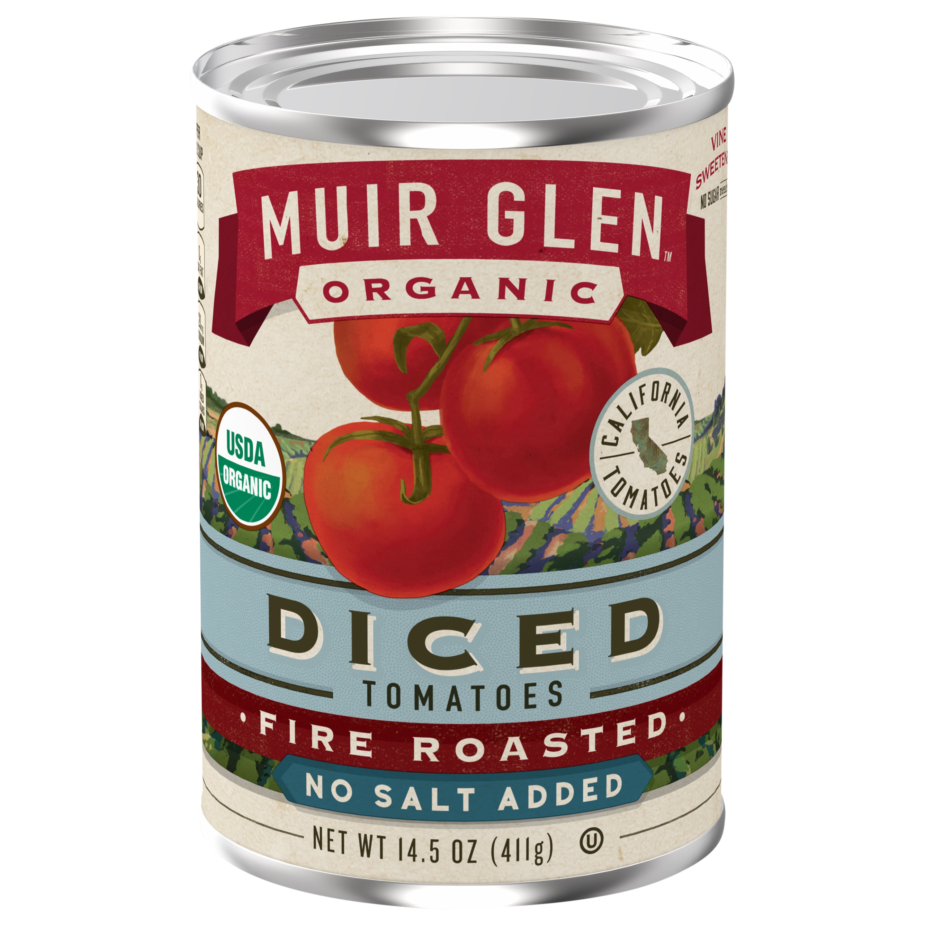 Muir Glen Organic Diced Fire Roasted Canned Tomatoes, No Salt Added, 14.5 oz. - Case of 12