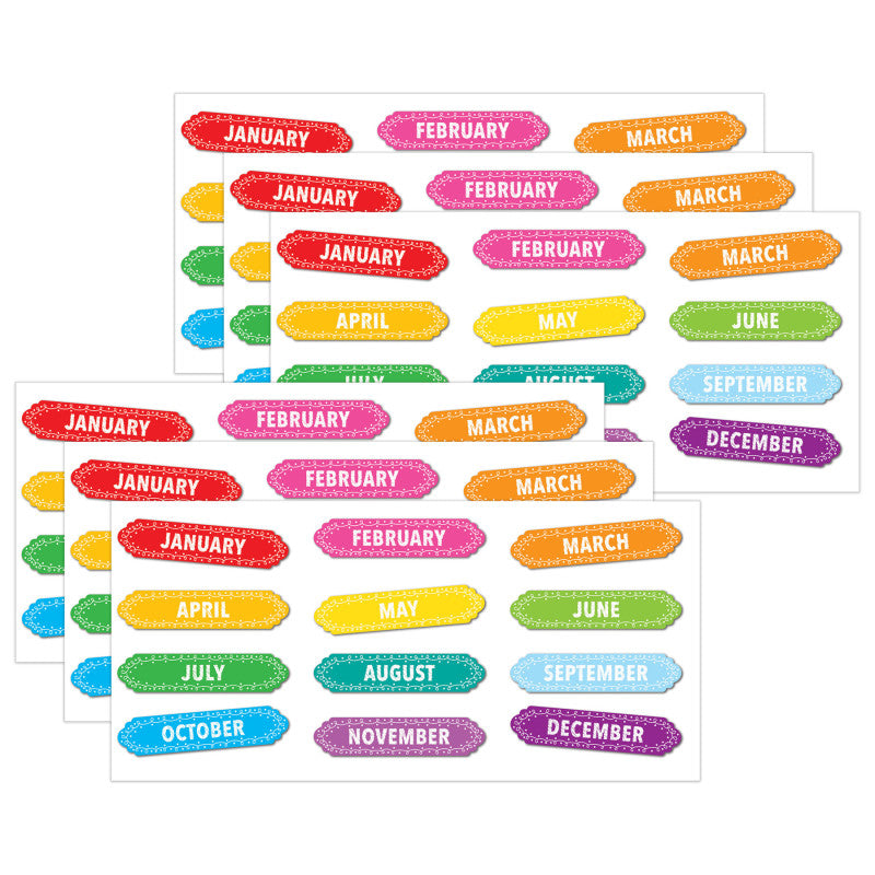 ASHLEY PRODUCTIONS - Magnetic Die-Cut Timesavers & Labels, Months of the Year, Chalk Loops, 12 Per Pack, 6 Packs