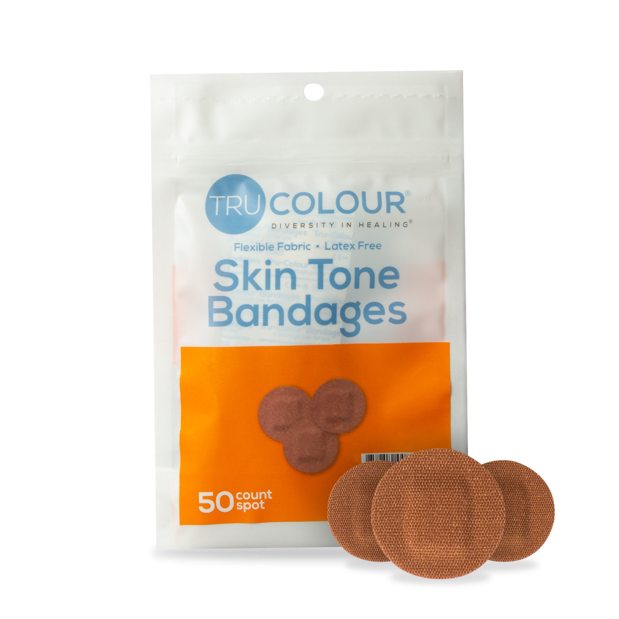 Tru-Colour Products LLC - Waterproof Adhesive Strip Tru-Colour® Fabric Spot s/b Round Brown Sterile [50/PK]