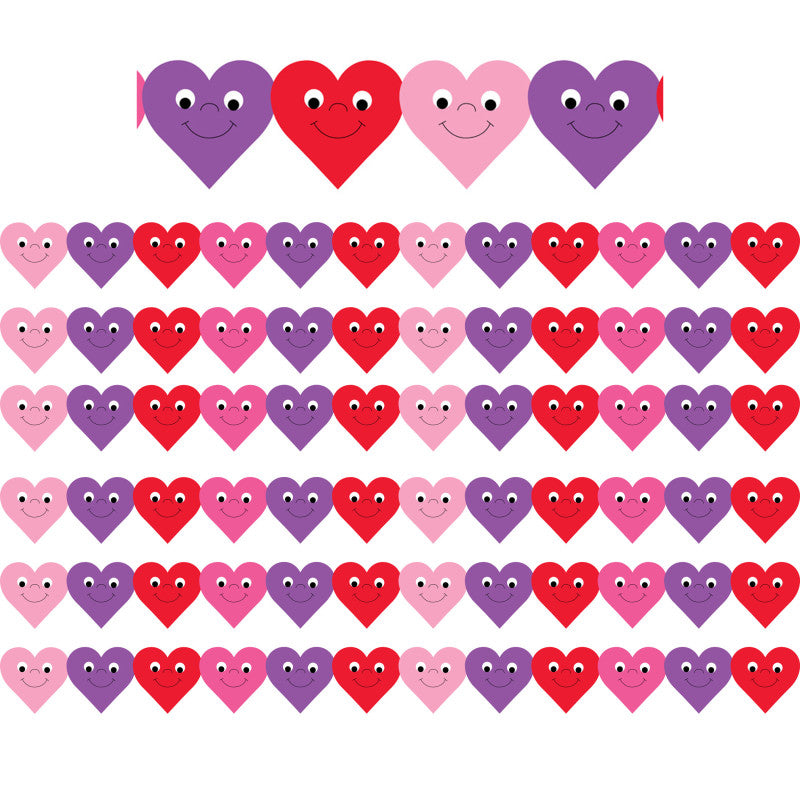 HYGLOSS - Happy Hearts Die-Cut Classroom Border, 36 Feet Per Pack, 6 Packs