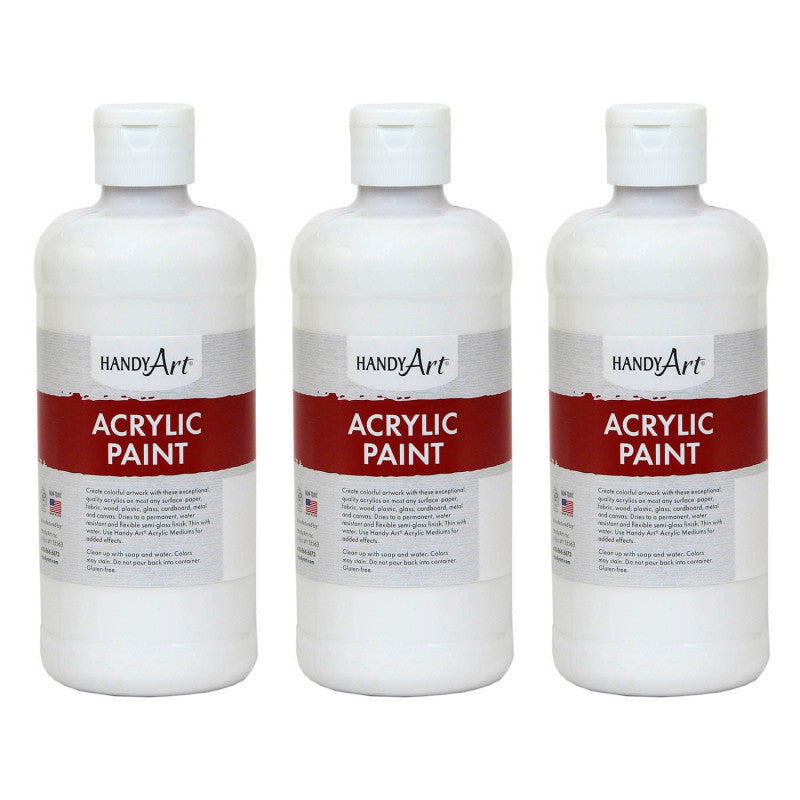 HANDY ART - Acrylic Paint 16 oz, Blockout White, Pack of 3