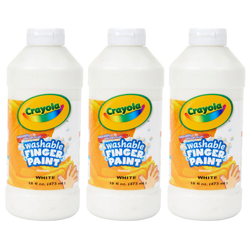Washable Finger Paint, White, 16 oz, Pack of 3