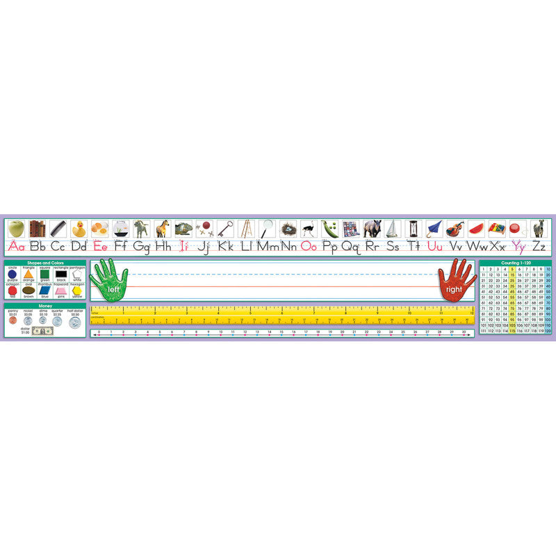 NORTH STAR TEACHER RESOURCES - Adhesive Primary Traditional Manuscript Desk Plates, 17.5" x 4", Pack of 36