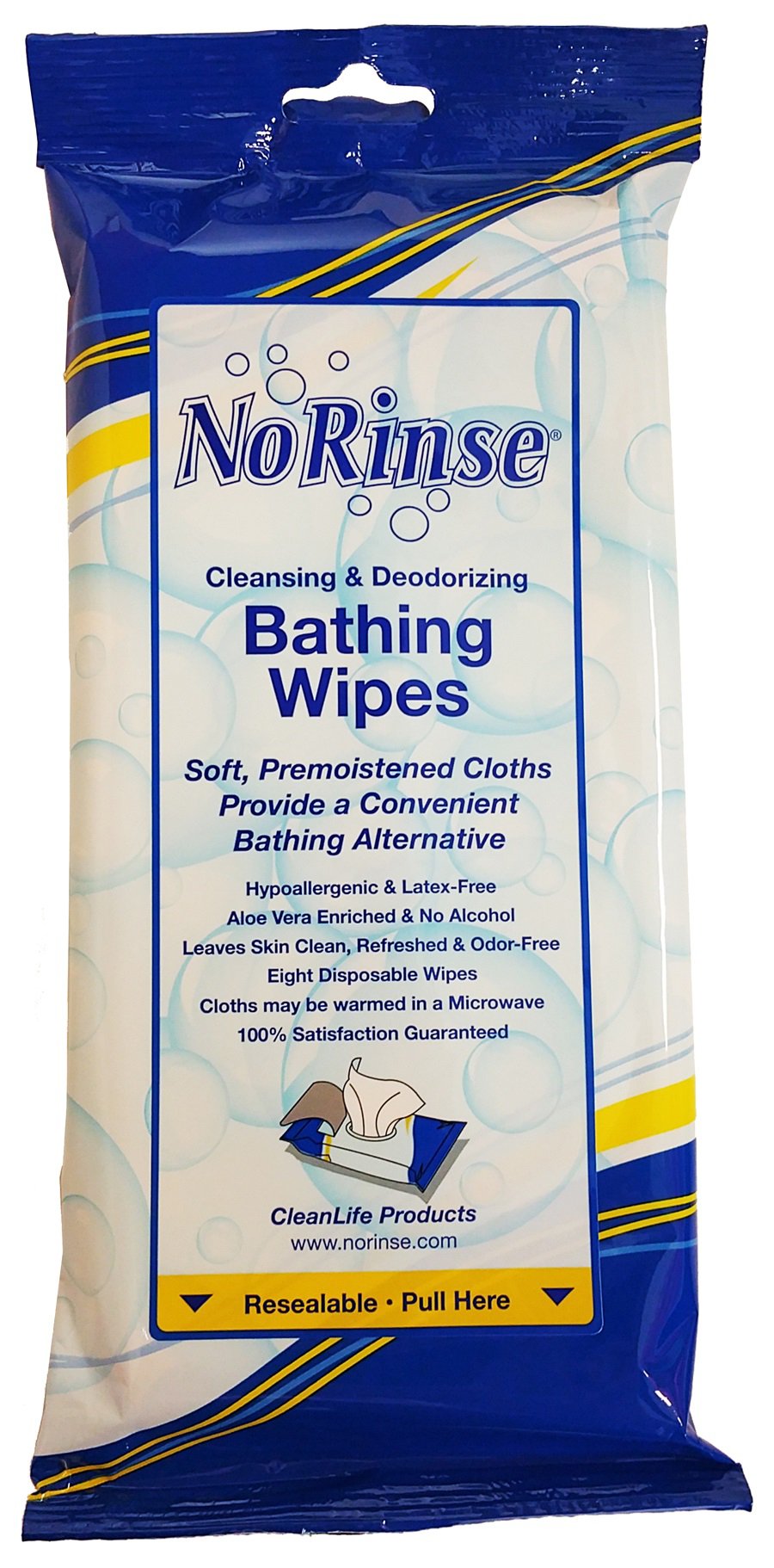 CleanLife Products - Rinse-Free Bath Wipe No Rinse® Soft Pack Scented 8 Count [8/PK]