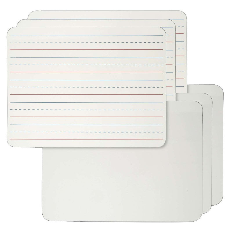 CHARLES LEONARD - Dry Erase Board, 2-Sided Lined/Plain, 9" x 12", Pack of 6