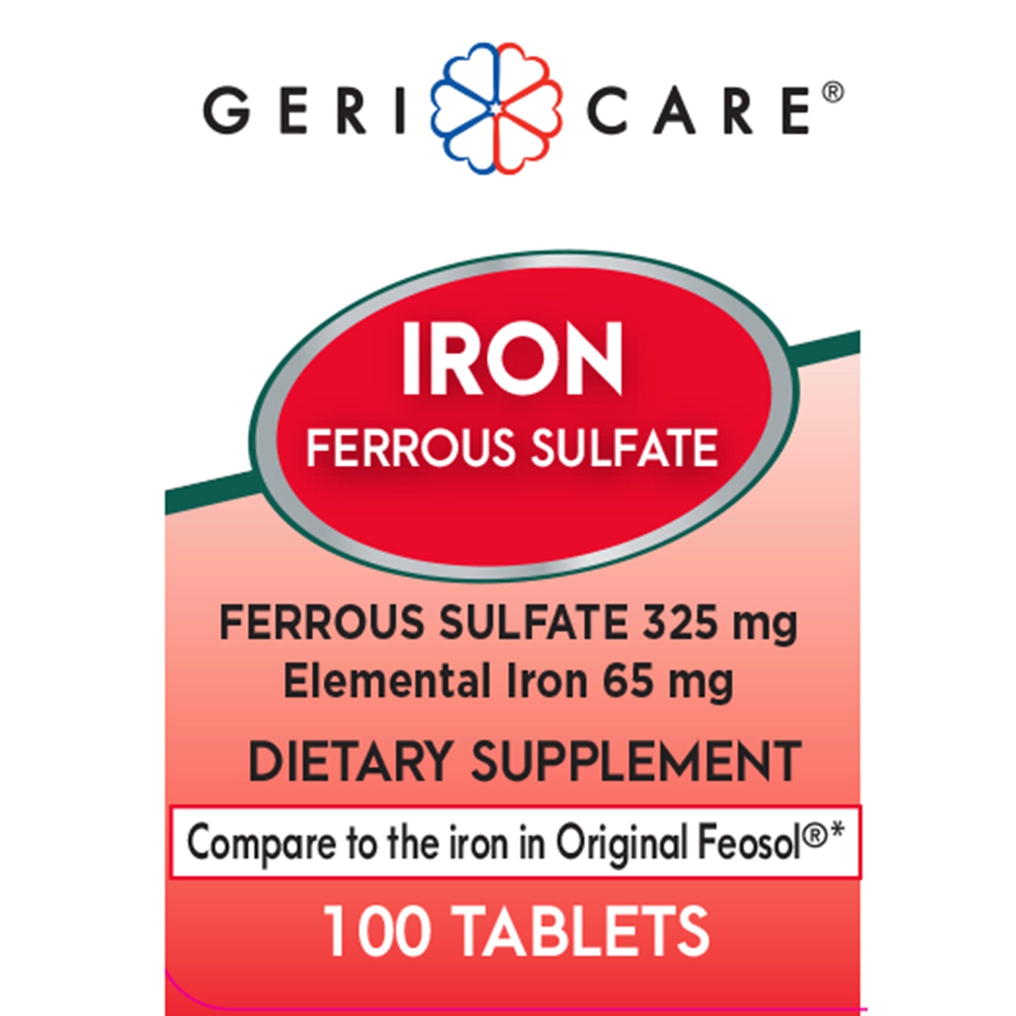 Geri-Care - Mineral Supplement Geri-Care® Iron 325 mg Strength Tablet 100 per Bottle [1/BT]