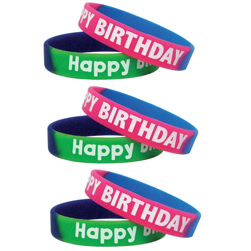 TEACHER CREATED RESOURCES - Fancy Happy Birthday Two-Toned Wristband Pack, 10 Per Pack, 3 Packs