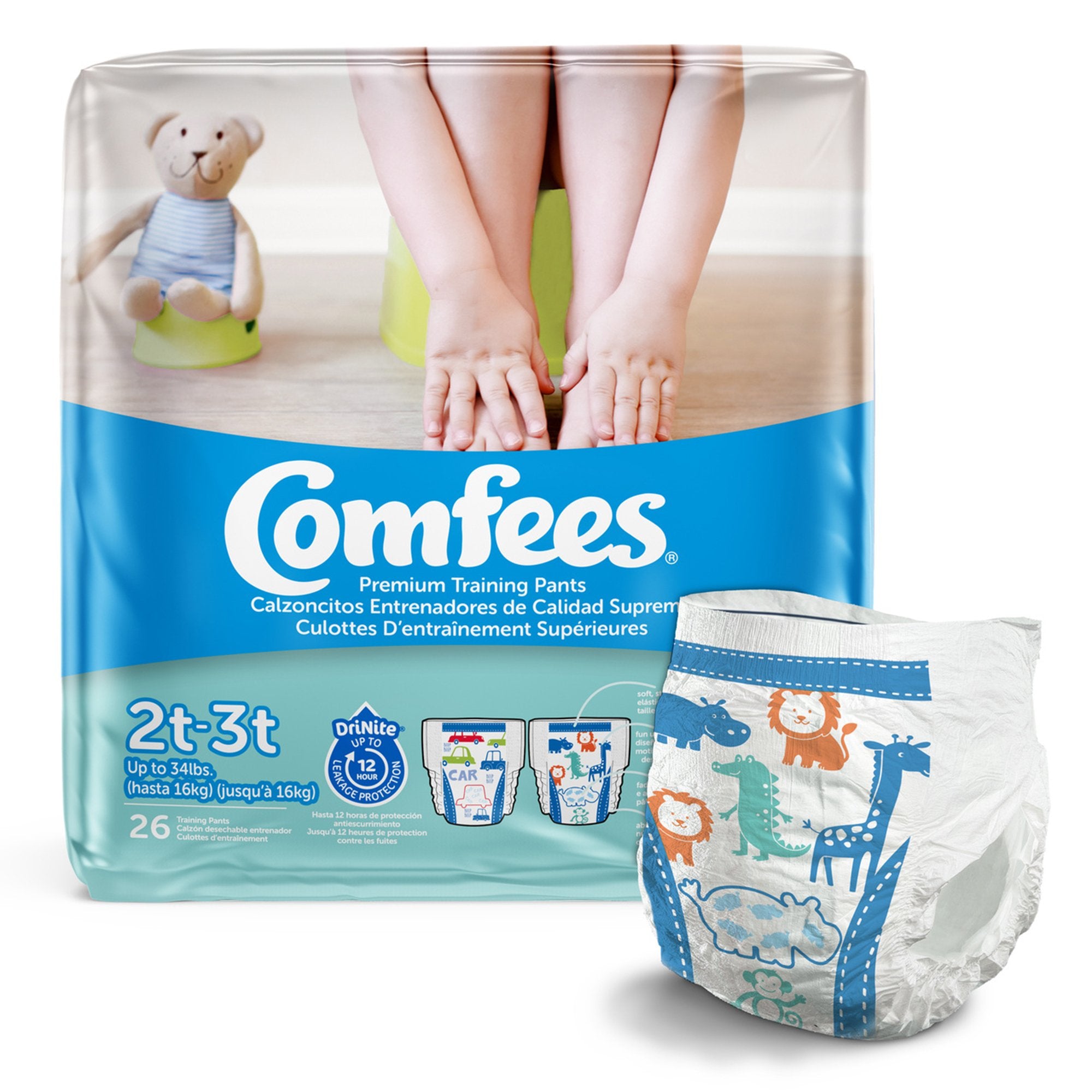 Attends Healthcare Products - Male Toddler Training Pants Comfees® Pull On with Tear Away Seams Size 2T to 3T Disposable Moderate Absorbency [26/BG]