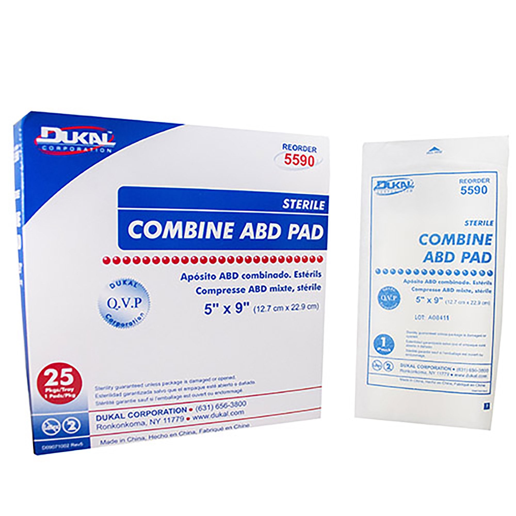 Dukal - Abdominal Pad Dukal™ 5 X 9 Inch 1-Ply Sterile 1 per Pack [1/EA]