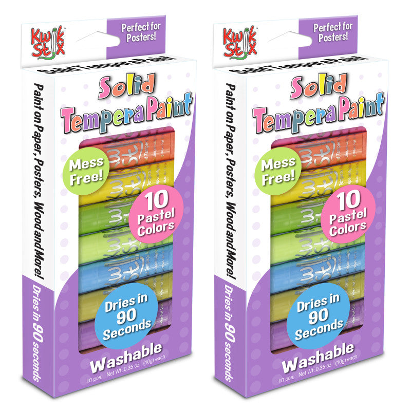 KWIK STIX - Solid Tempera Paint, Pastel Tones, 10 Per Pack, 2 Packs