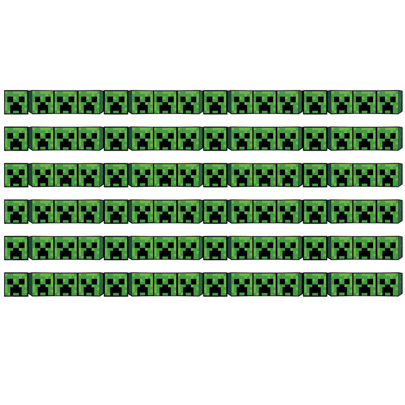 EUREKA - Minecraft Creeper Lineup Wide Trim, 37 Feet Per Pack, 6 Packs