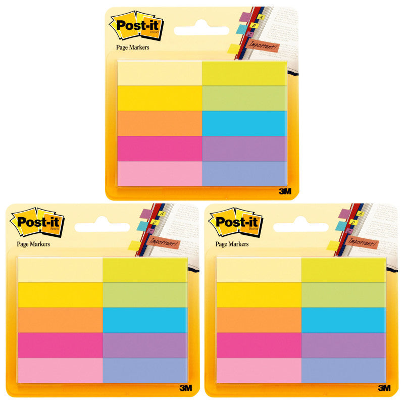 POST-IT - Page Markers, 50 Sheets/Pad, 10 Pads/Pack, 3 Packs
