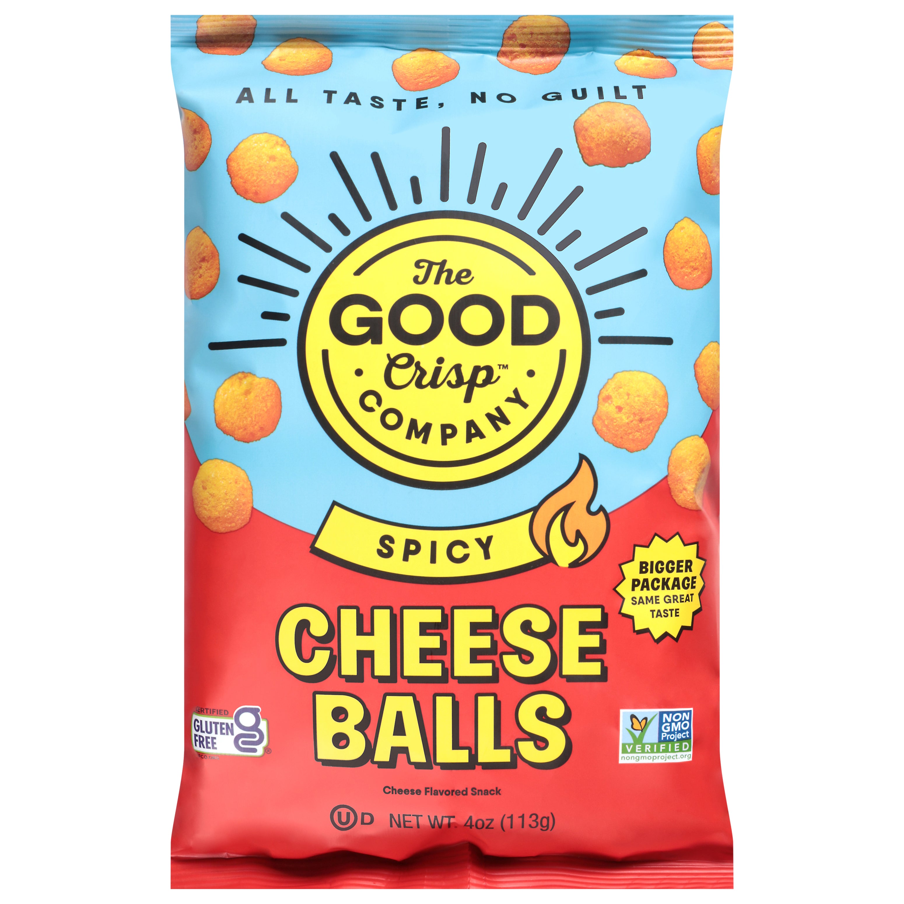 The Good Crisp Company Spicy Cheese Balls 4 oz - Case of 8
