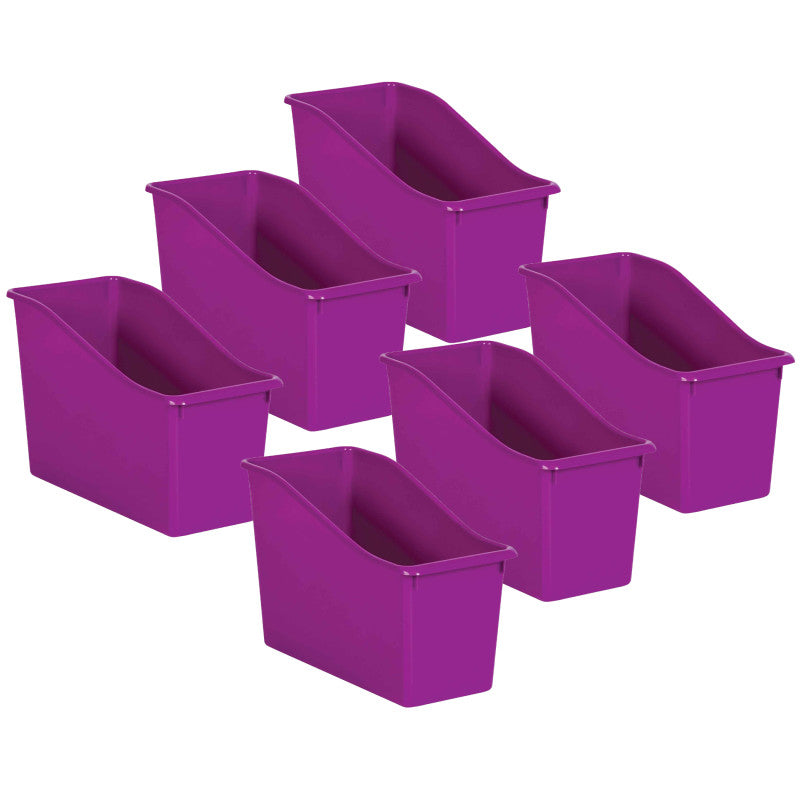 TEACHER CREATED RESOURCES - Purple Plastic Book Bin, Pack of 6