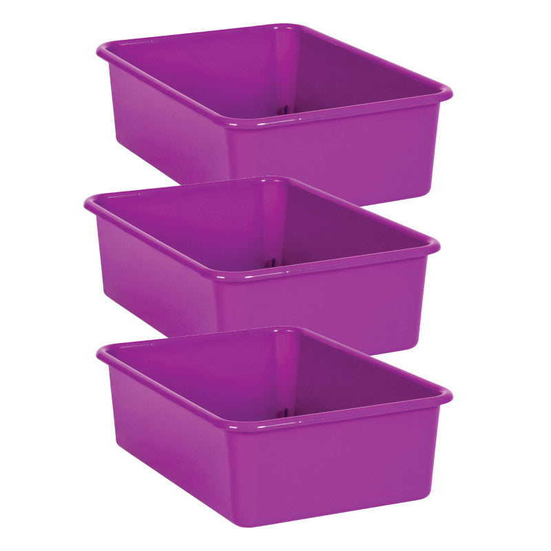 TEACHER CREATED RESOURCES - Purple Large Plastic Storage Bin, Pack of 3