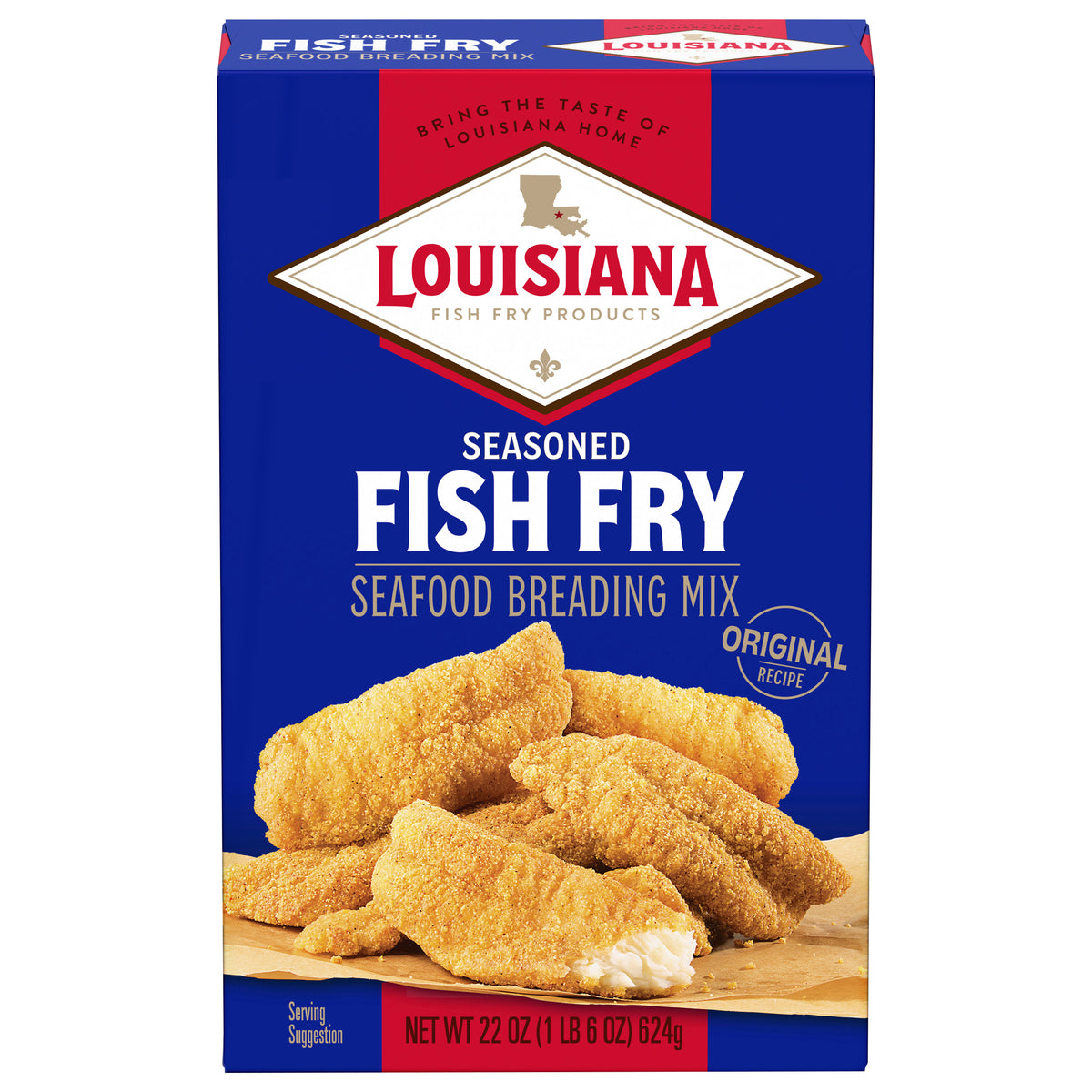 Louisiana Fish Fry Products Seasoned Fish Fry Seafood Breading Mix 22 oz - Case of 6