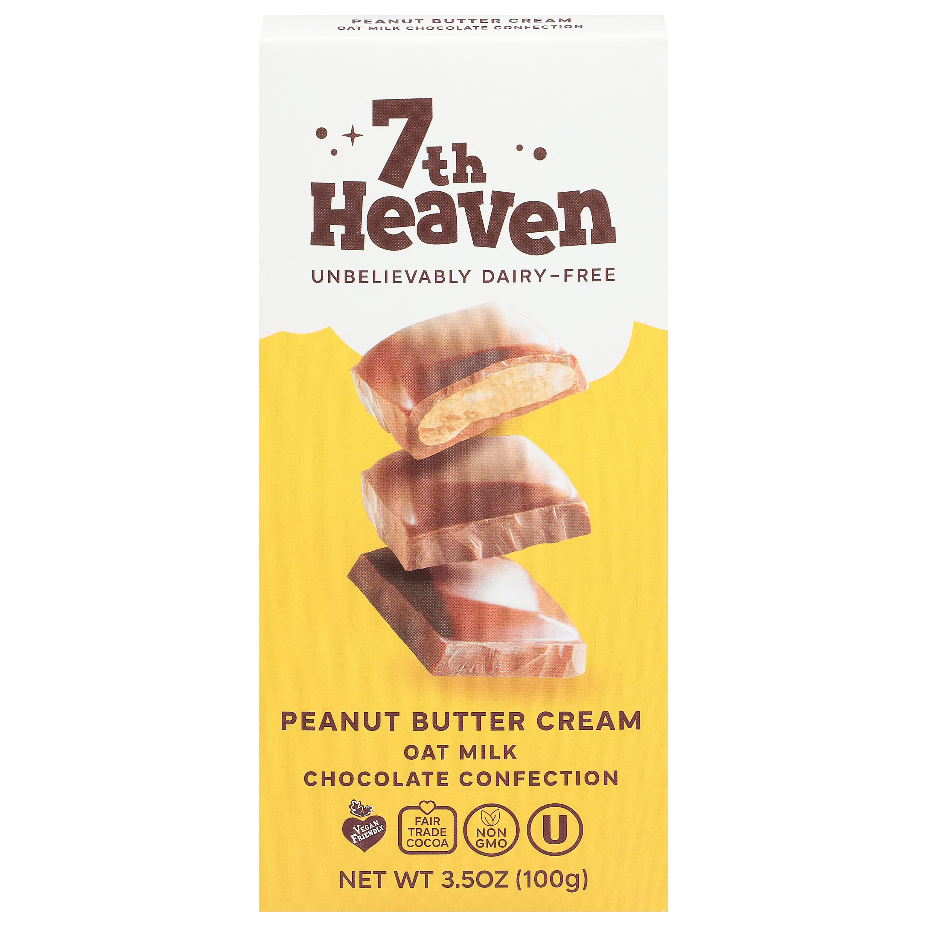 7th Heaven Oat Milk Peanut Butter Cream Chocolate Confection 3.5 oz - Case of 14