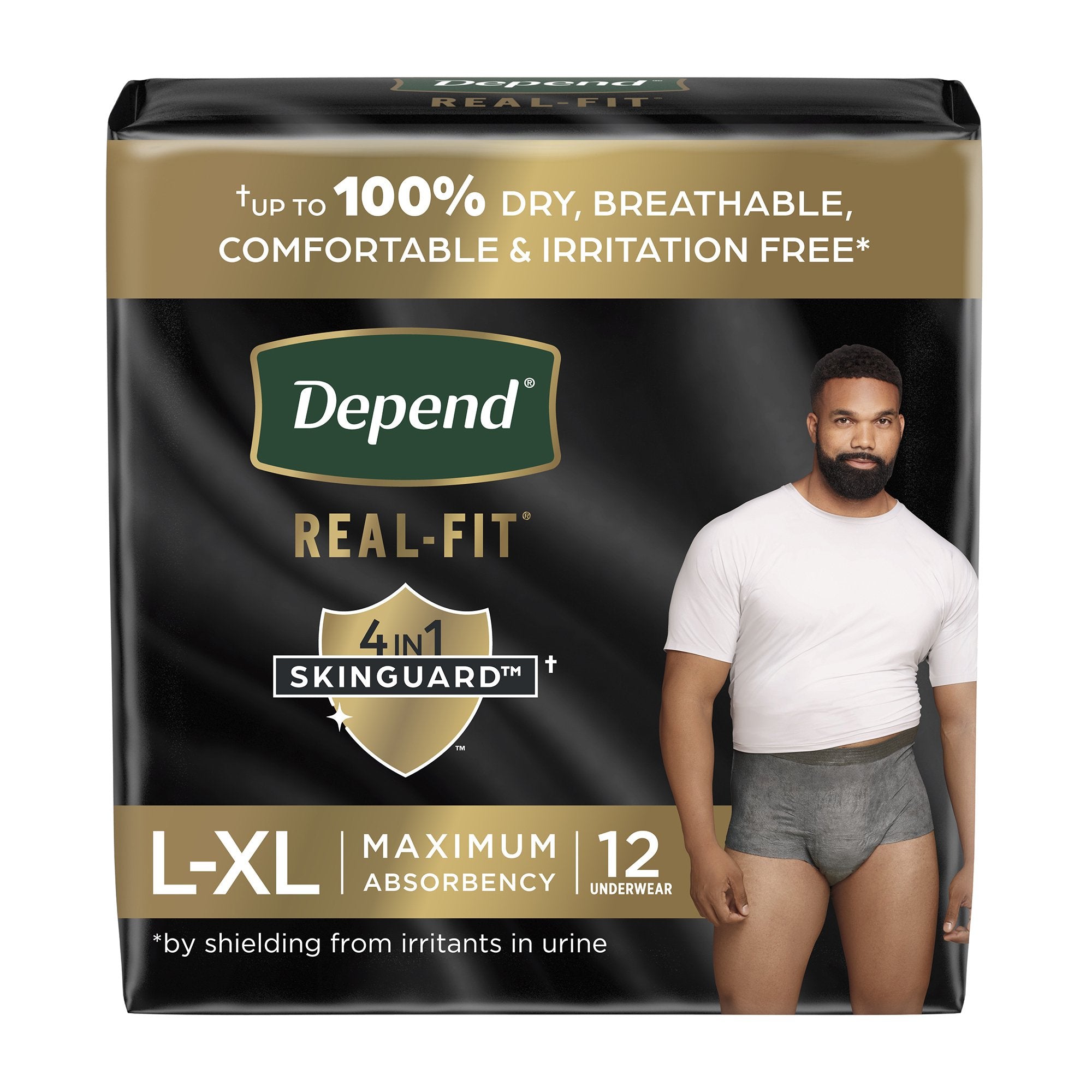 Kimberly Clark - Male Adult Absorbent Underwear Depend® Real Fit® Waistband Style Large / X-Large Disposable Heavy Absorbency [12/PK]
