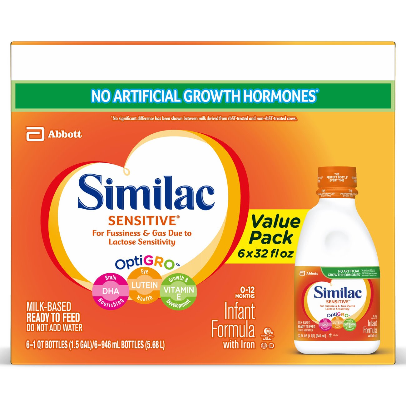 Abbott Nutrition - Infant Formula Similac Sensitive® Unflavored 32 oz. Bottle Liquid Iron Lactose Sensitivity [6/CS]