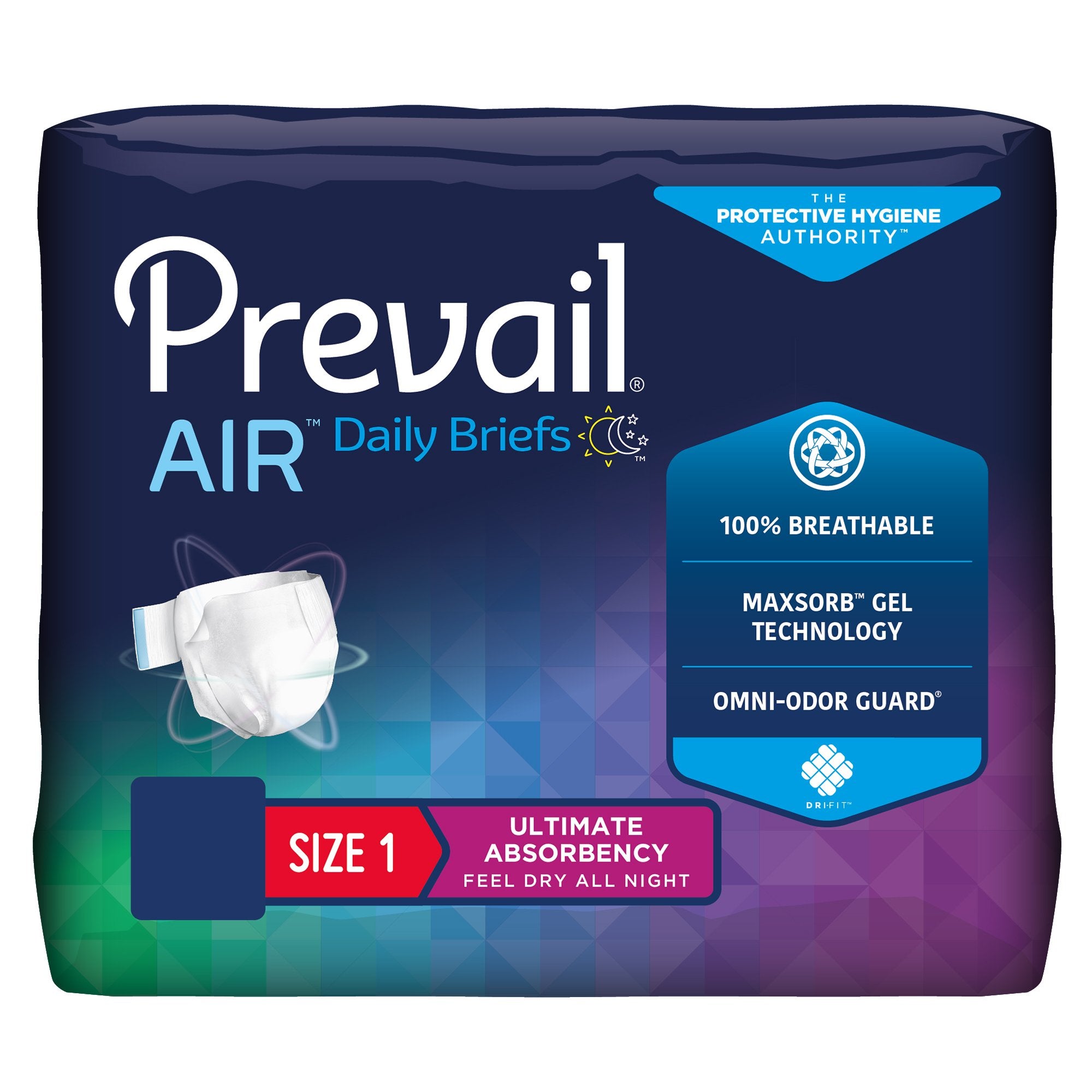 First Quality - Unisex Adult Incontinence Brief Prevail® Air™ Size 1 / Medium Disposable Heavy Absorbency [20/PK]