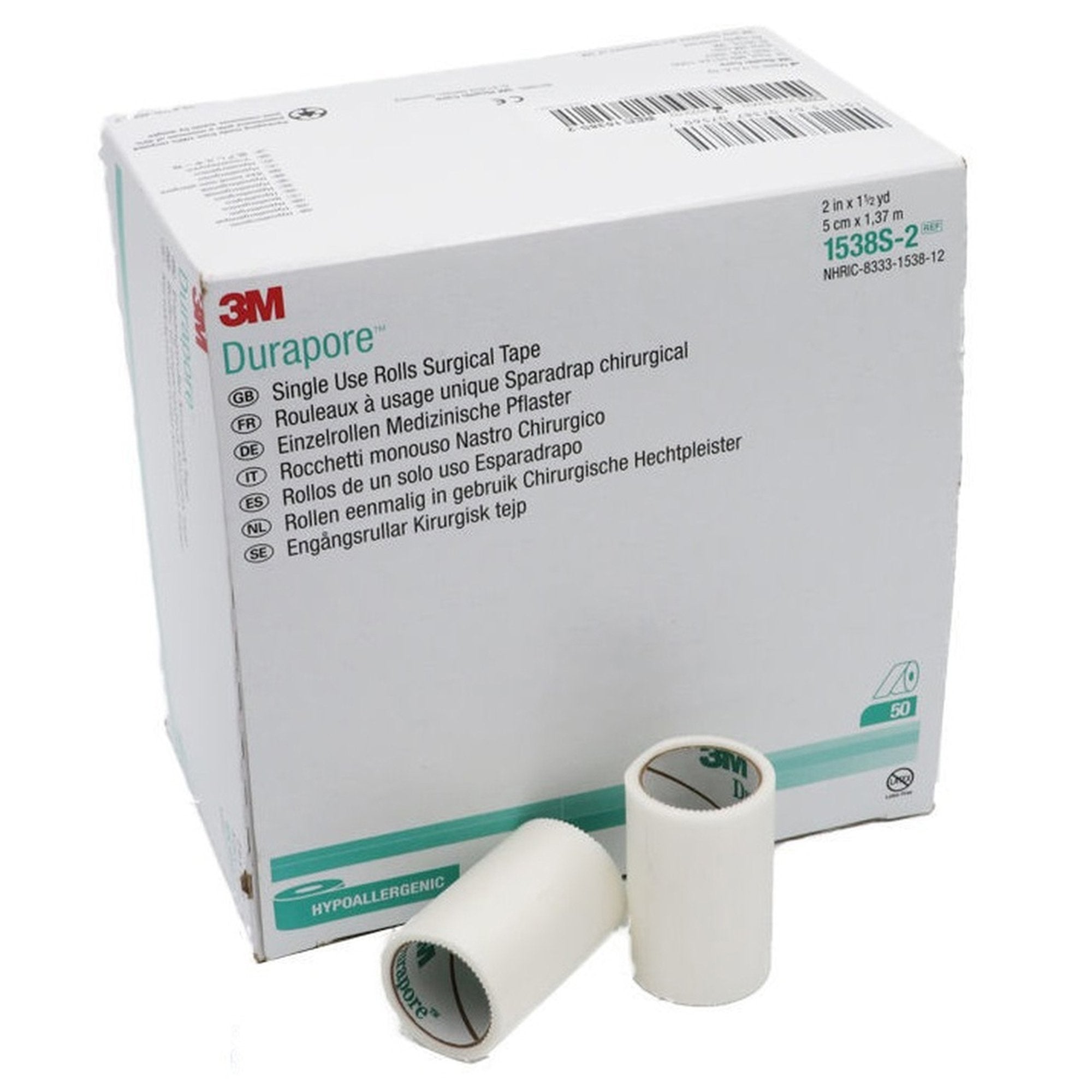 Solventum Corporation - Medical Tape 3M™ Durapore™ White 2 Inch X 1-1/2 Yard Silk-Like Cloth NonSterile [50/BX]