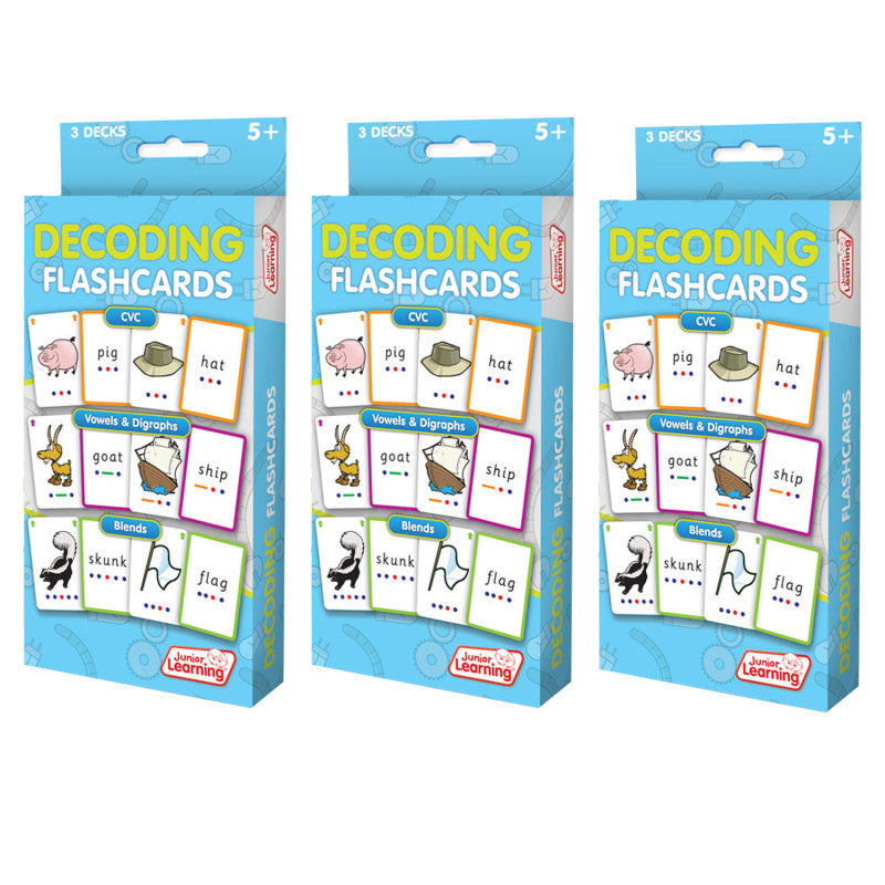 JUNIOR LEARNING - Decoding Flashcards, 3 Sets Per Pack, 3 Packs