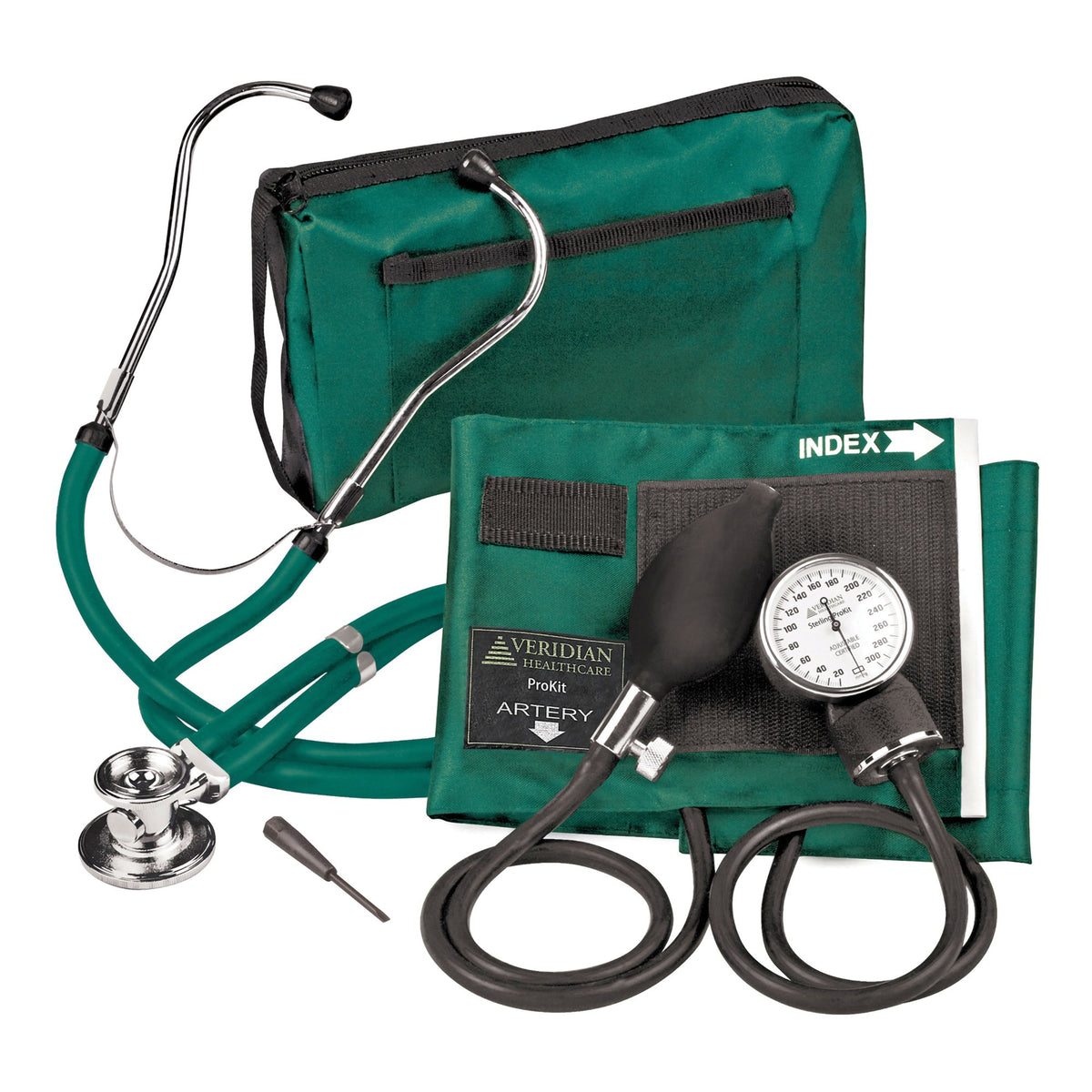 Veridian Healthcare LLC - Reusable Aneroid / Stethoscope Set Veridian 27.9 to 41.6 cm Adult Cuff Dual Head General Exam Stethoscope [1/EA] (1226074_EA)
