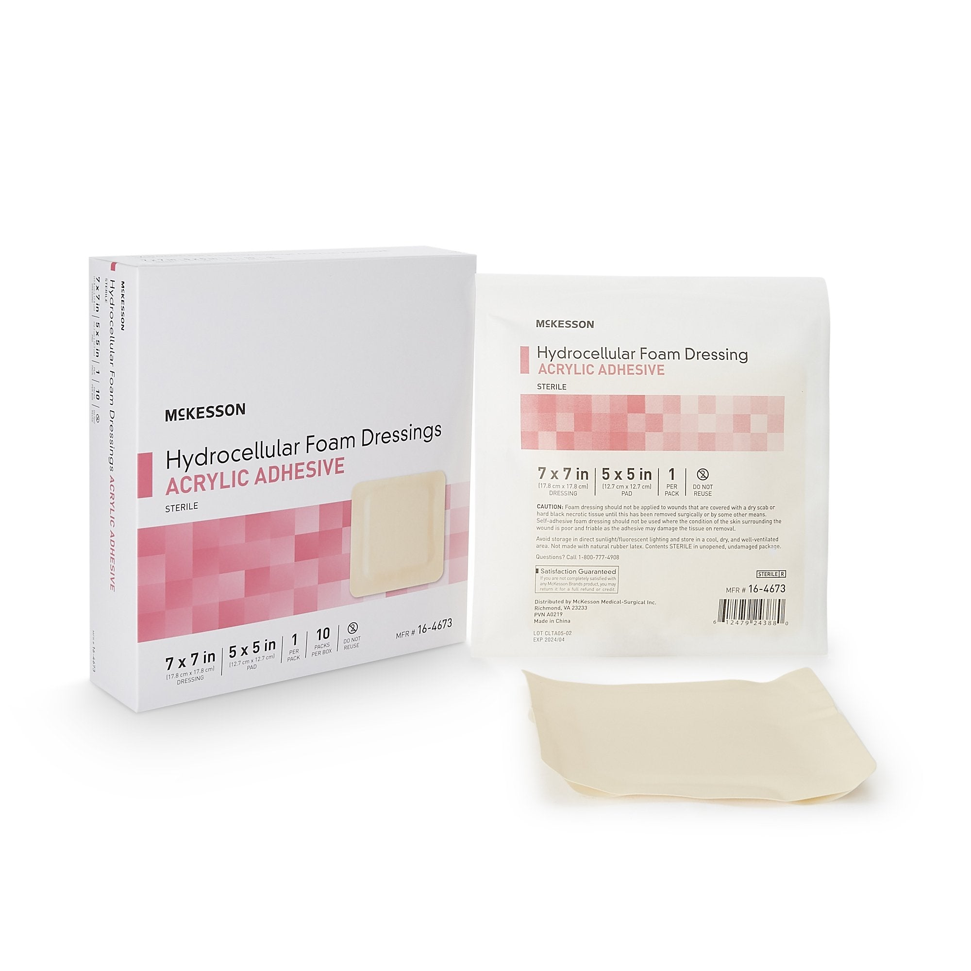 McKesson Brand - Foam Dressing McKesson 7 X 7 Inch With Border Film Backing Acrylic Adhesive Square Sterile [10/BX]