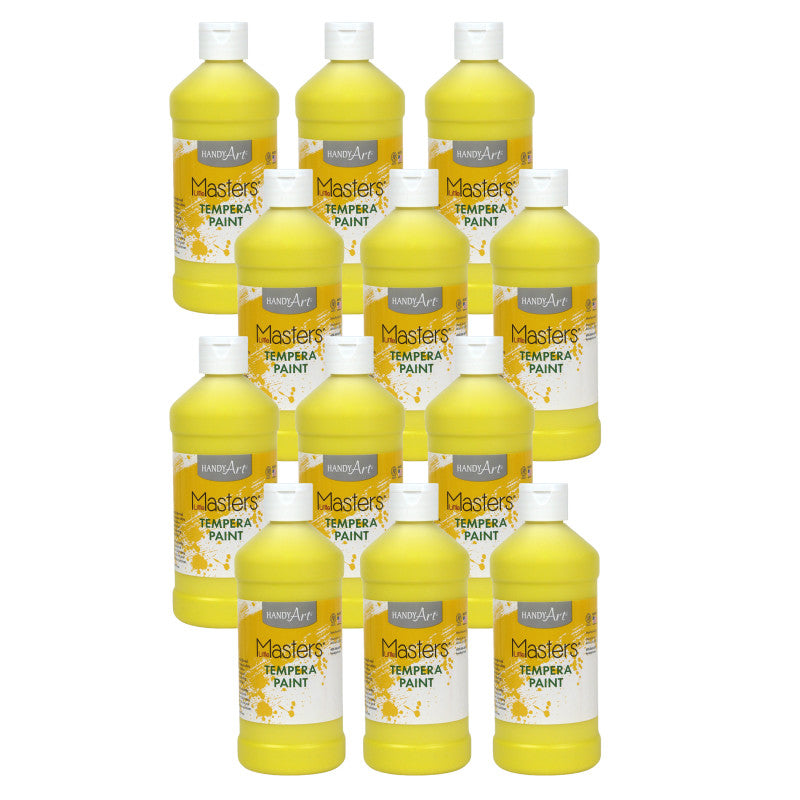HANDY ART - Little Masters® Tempera Paint, Yellow, 16 oz., Pack of 12